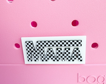 Geruite MAMA Bogg Bag Charm: aanpasbaar tasaccessoire