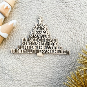 Names of Jesus Tree Ornament- Tree Shaped Ornament - Church Ornament - Religious Organization Ornament - Names of Jesus