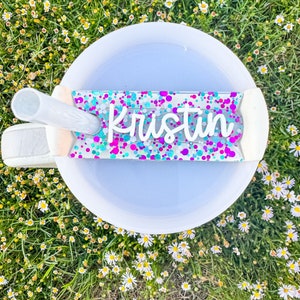 Personalized Stanley Tumbler Name Plate: Enchanted Dots Acrylic Tag
