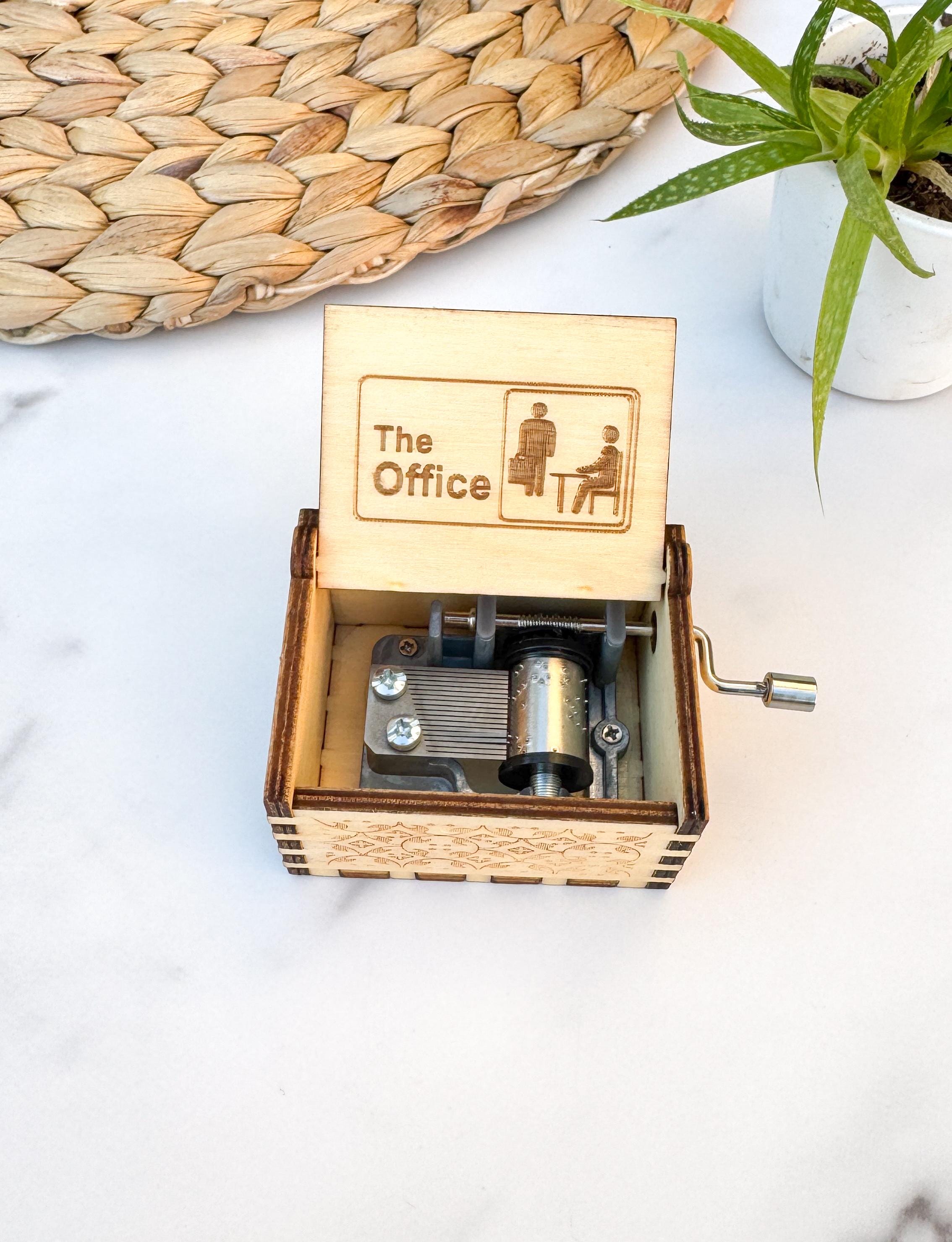 The Office Wooden Hand Crank Music Box Engraved TV Show Gift