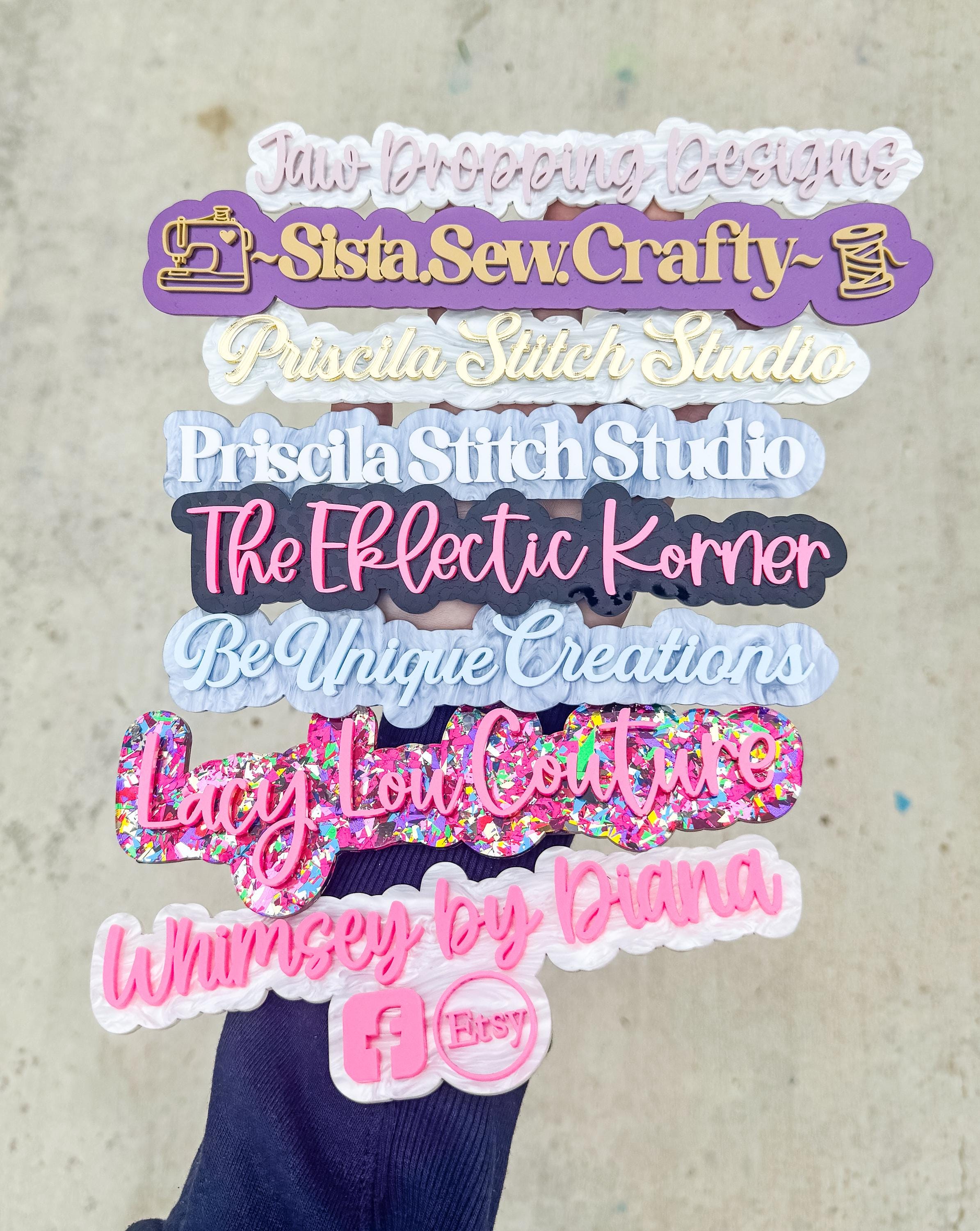 Magnetic Social Media Embroidery Hoop Watermark Tag for Sewing Business