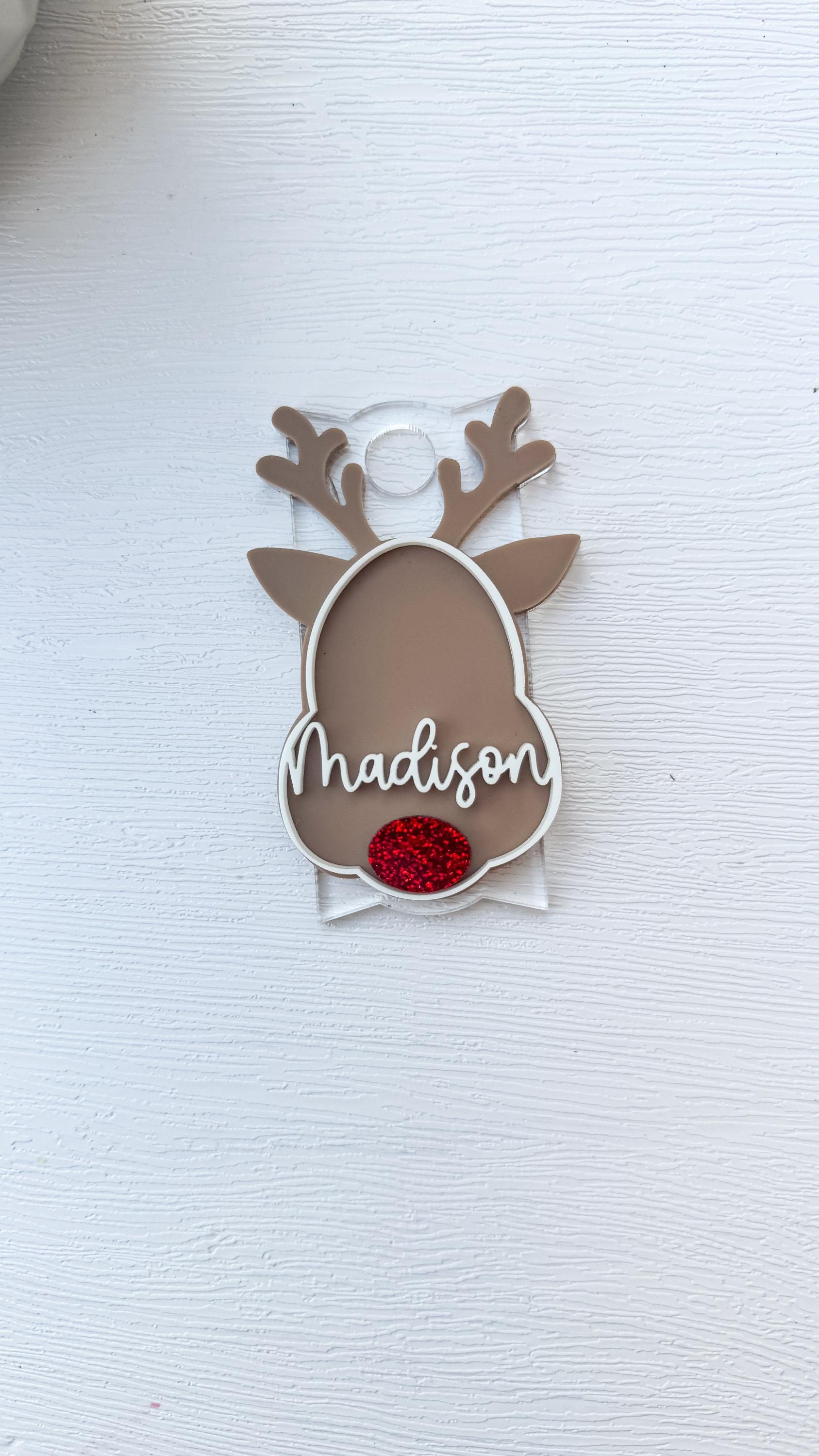 Personalized Reindeer Name Plate: Stanley Tumbler Lid Tag (30oz & 40oz H2.0) thumbnail 4
