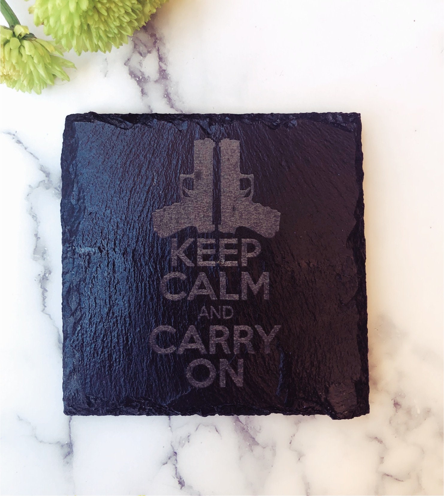 Engraved Slate 2nd Amendment Coasters – Gun Lover Gift thumbnail 5