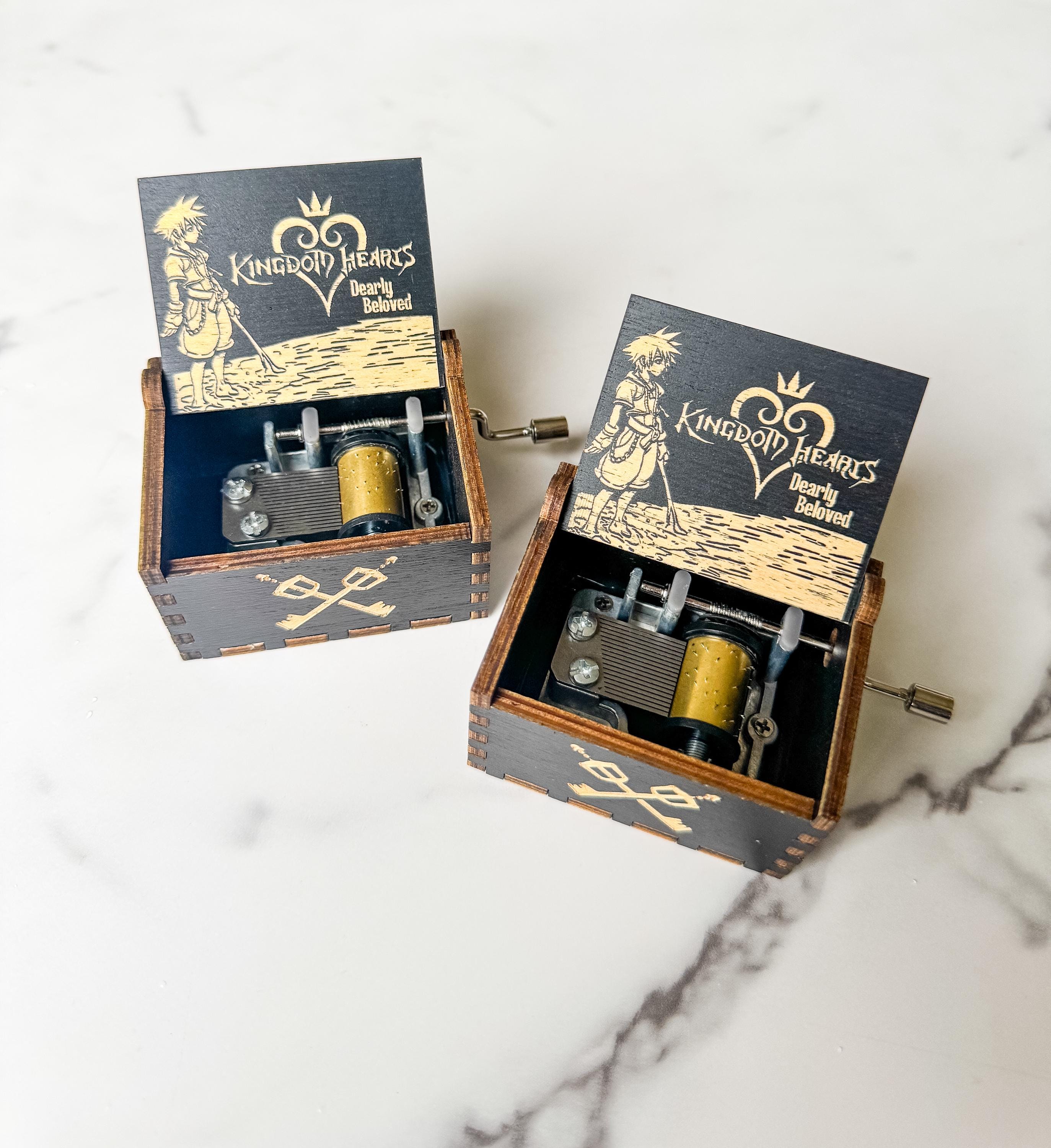 Kingdom Hearts Dearly Beloved Wooden Music Box Hand Crank Laser Engraved Gamer Collectible thumbnail 8