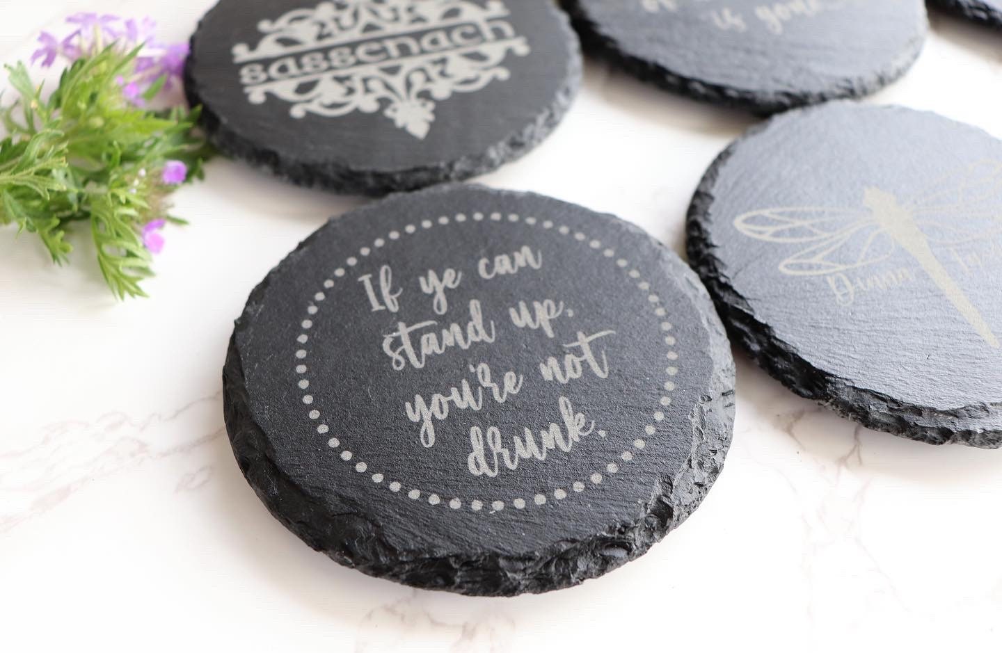 Outlander Inspired Laser Engraved Slate Coaster Set thumbnail 6