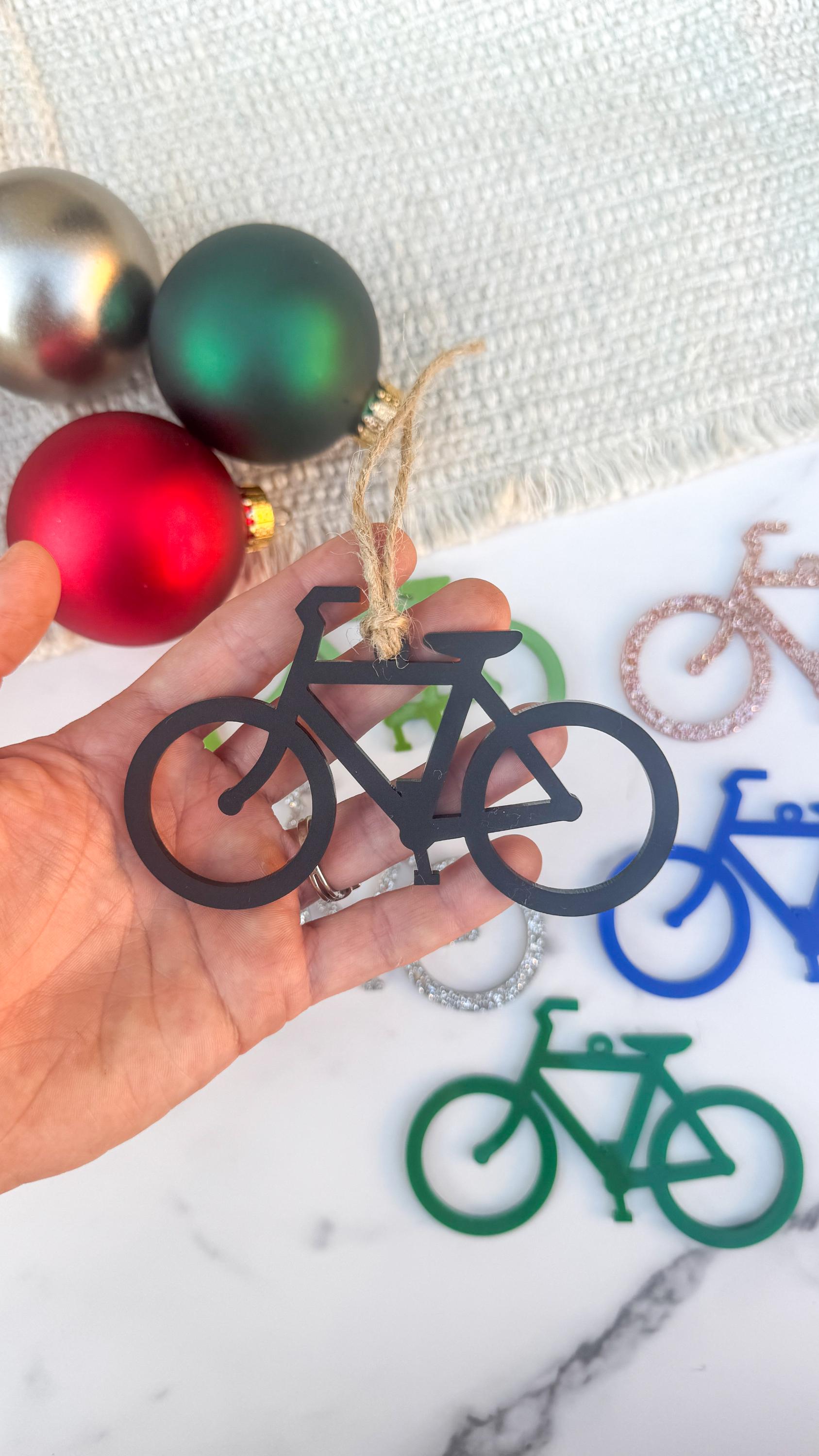 Acrylic & Wood Bike Christmas Ornament | Cyclist Holiday Gift thumbnail 7
