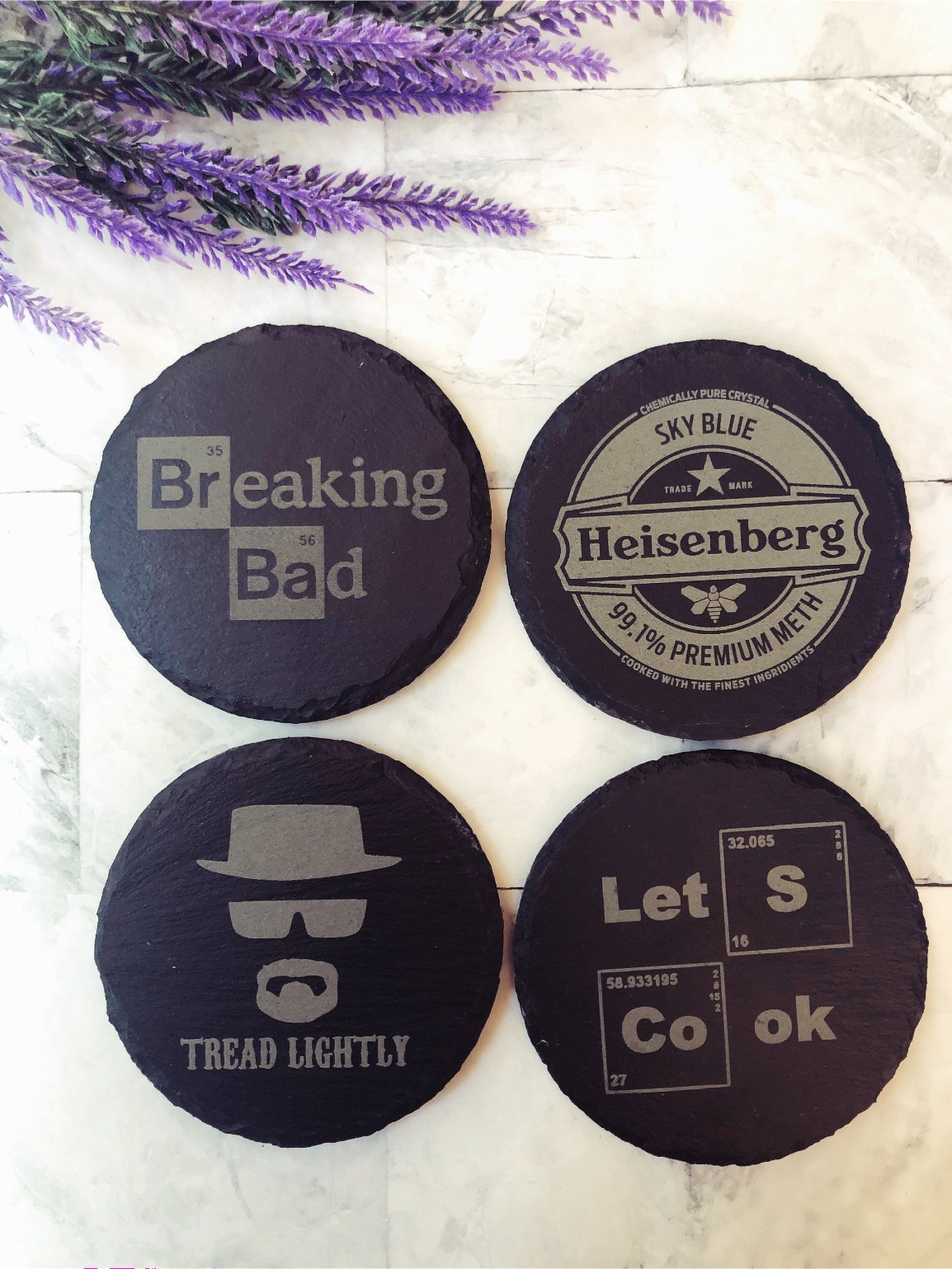 Breaking Bad Slate Coaster Set - Laser Engraved Fan Gift thumbnail 2