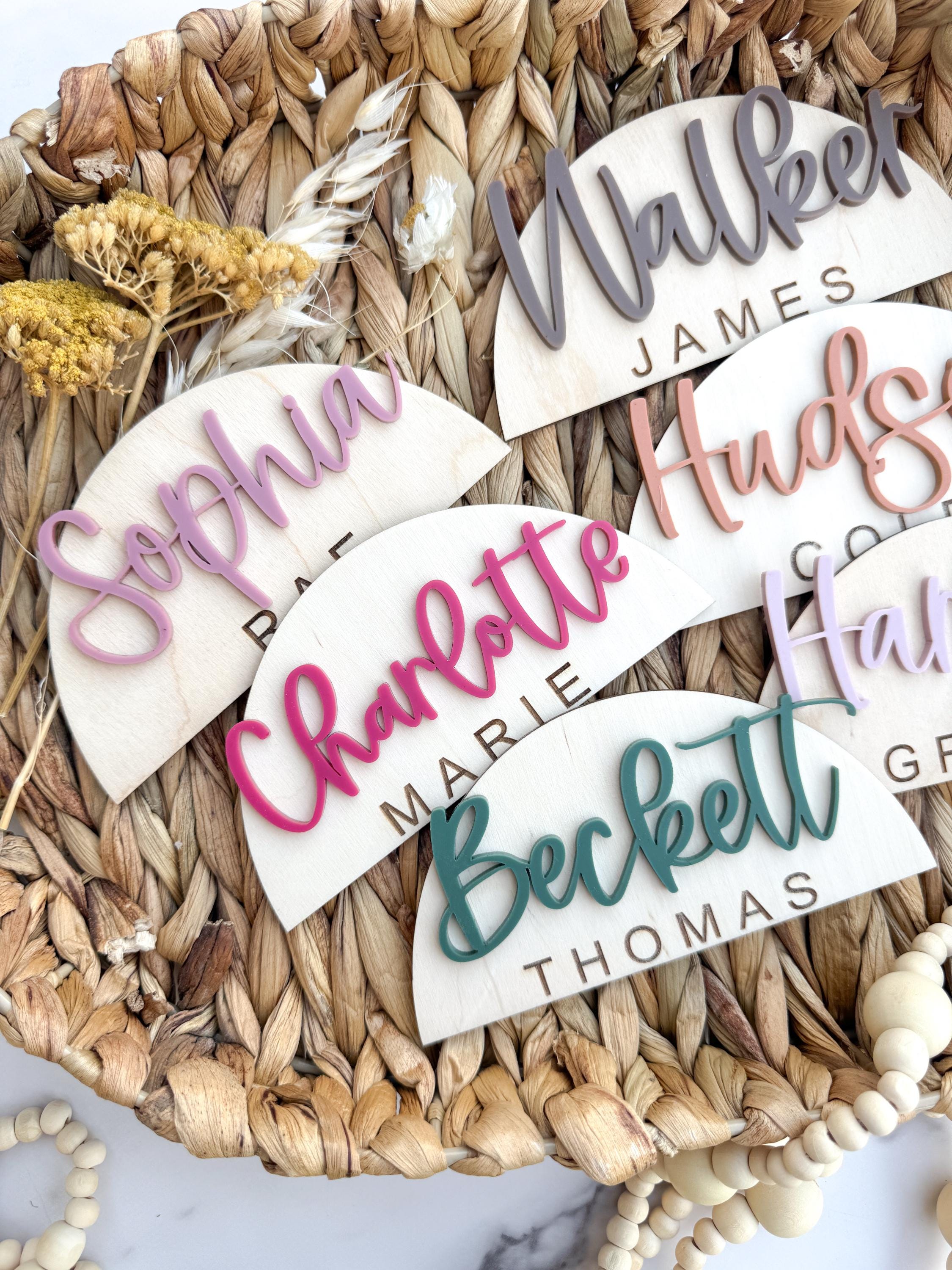 Personalized Wooden Baby Name Sign Arch Nursery Name Plaque Custom Wall Decor thumbnail 3