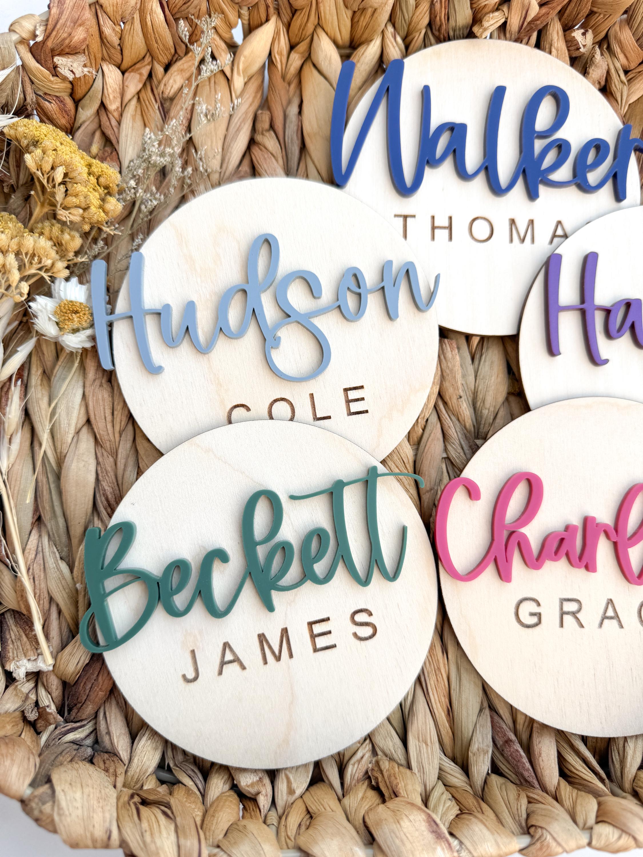 Personalized Wooden Baby Name Sign, Layered Acrylic First Name Plaque, Nursery Wall Decor thumbnail 5