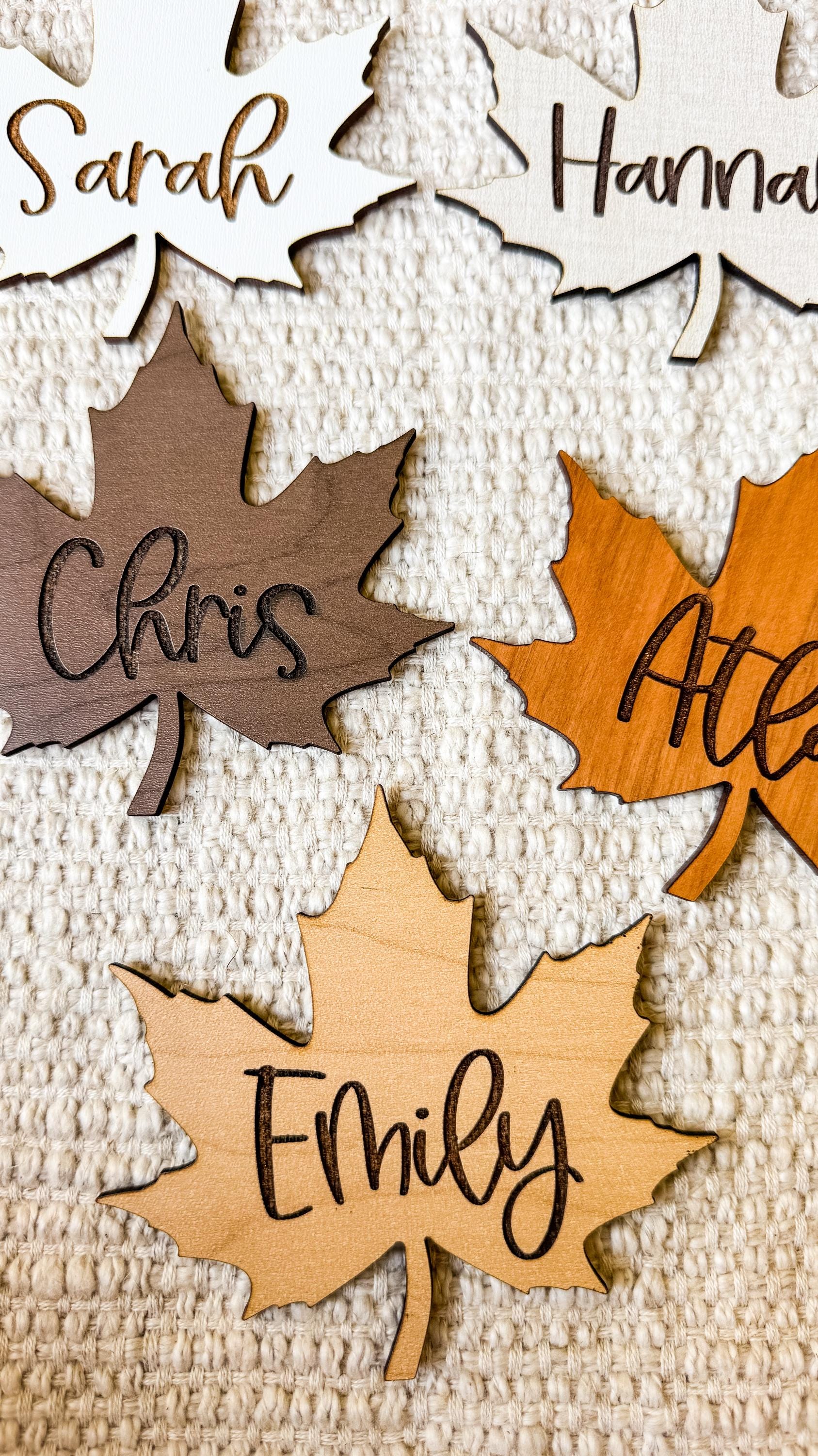 Engraved Maple Leaf Place Card: Fall Thanksgiving Table Decor thumbnail 9