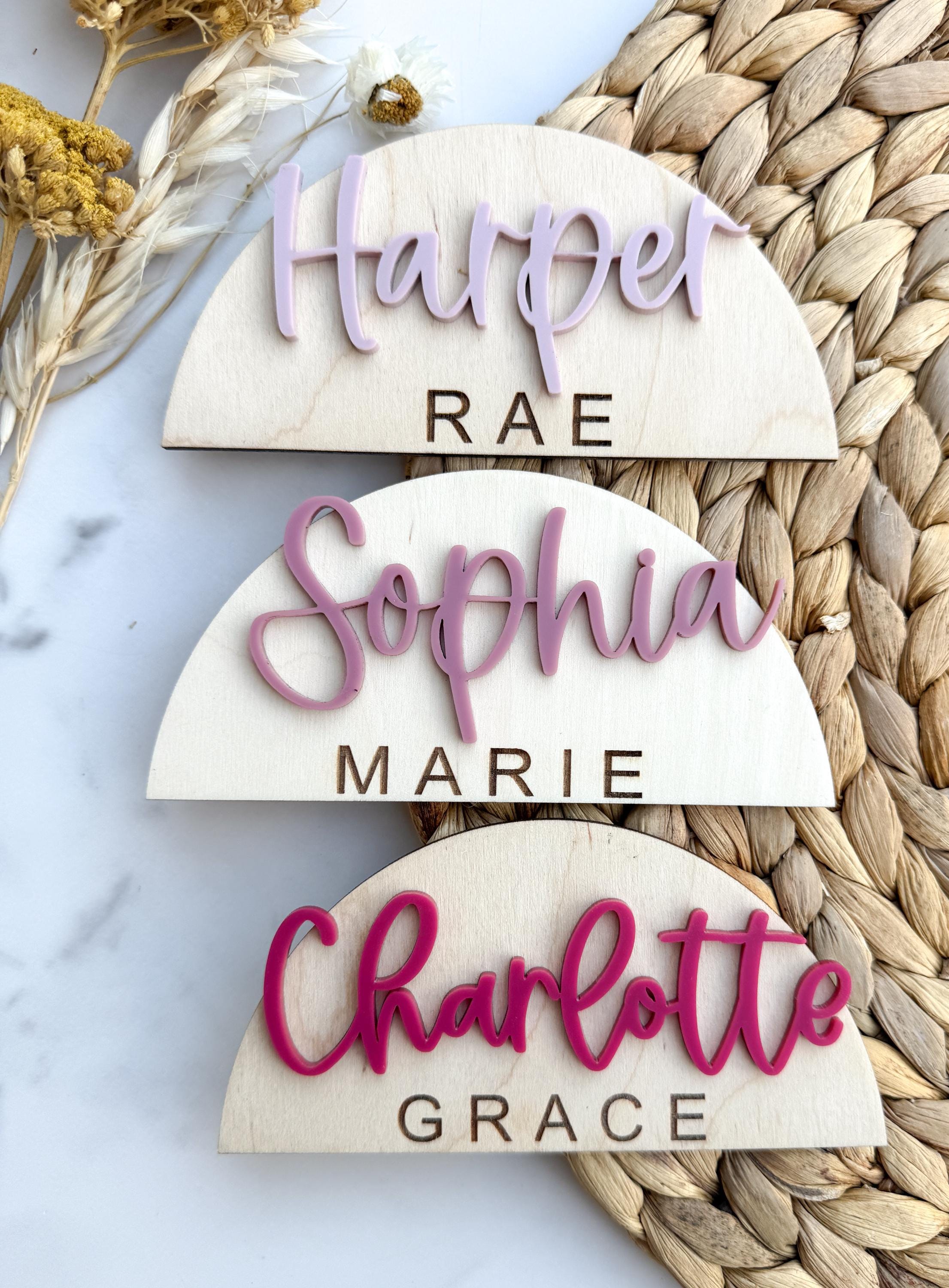 Personalized Wooden Baby Name Sign Arch Nursery Name Plaque Custom Wall Decor thumbnail 7