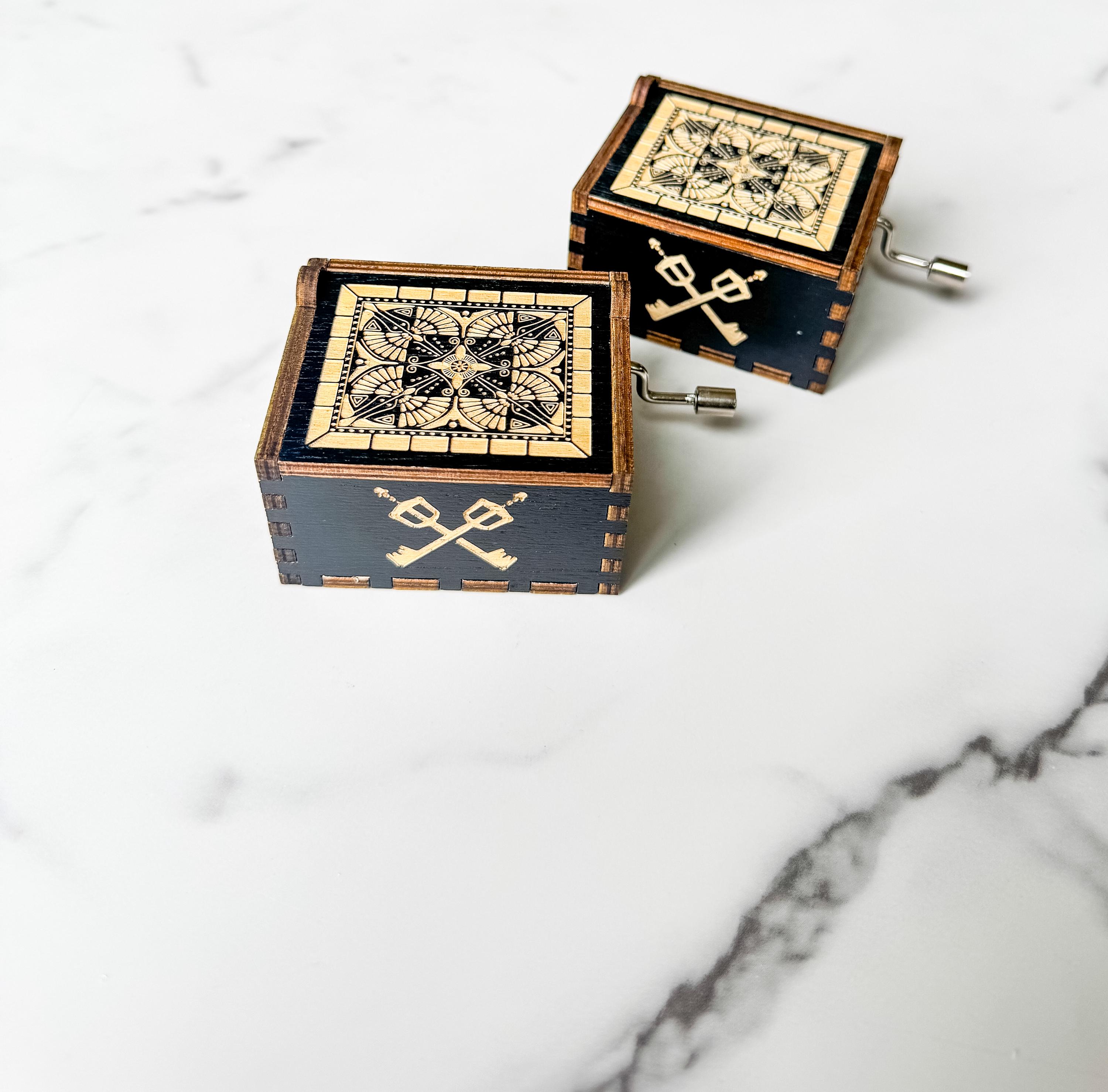 Kingdom Hearts Dearly Beloved Wooden Music Box Hand Crank Laser Engraved Gamer Collectible thumbnail 3