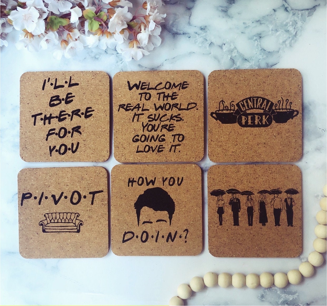 Friends TV Show Cork Coasters: Engraved Coaster Set thumbnail 2