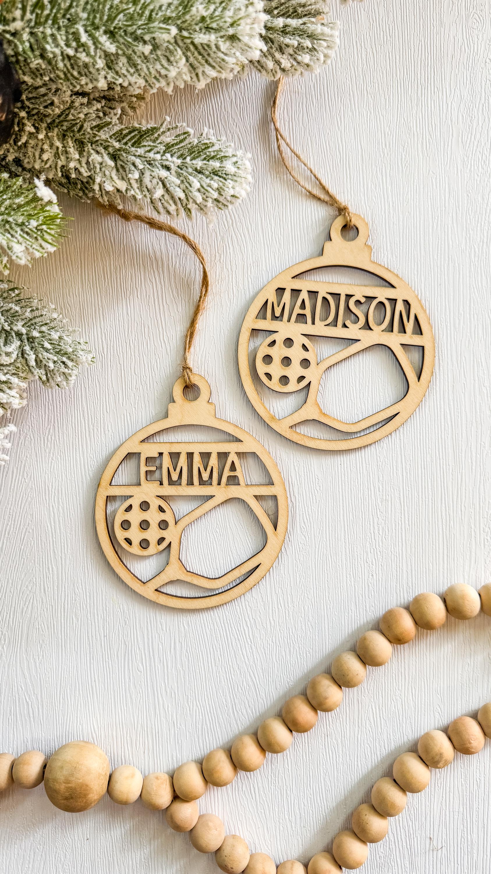 Personalized Wooden Pickleball Ornament: Sports ornament thumbnail 4