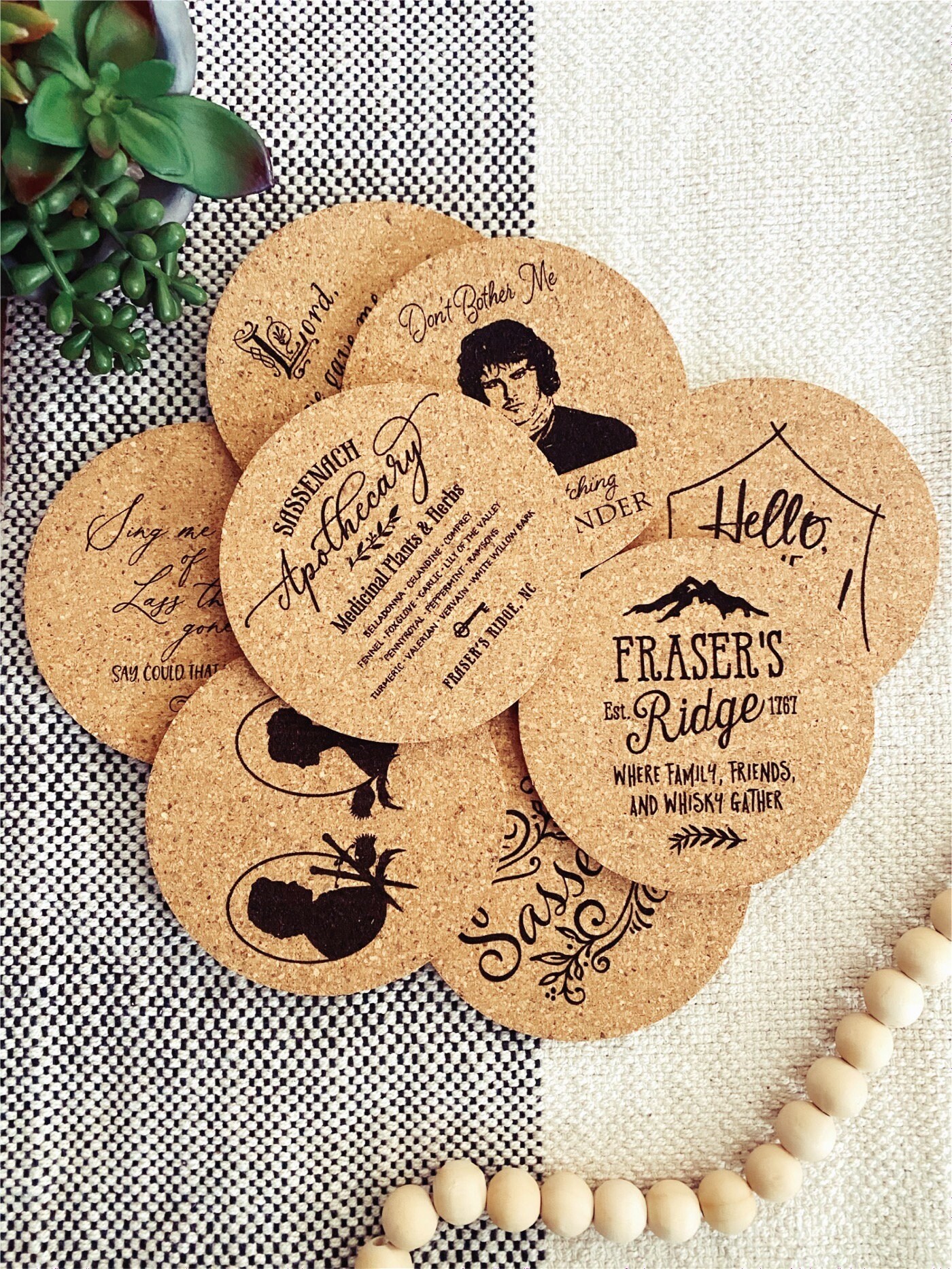 Outlander Cork Coaster Set: Engraved Fan Gift thumbnail 3