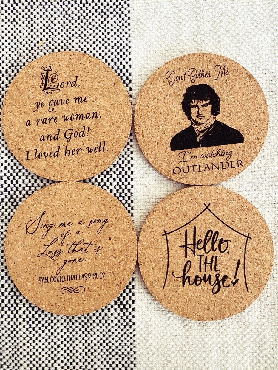 Outlander Cork Coaster Set: Engraved Fan Gift thumbnail 5