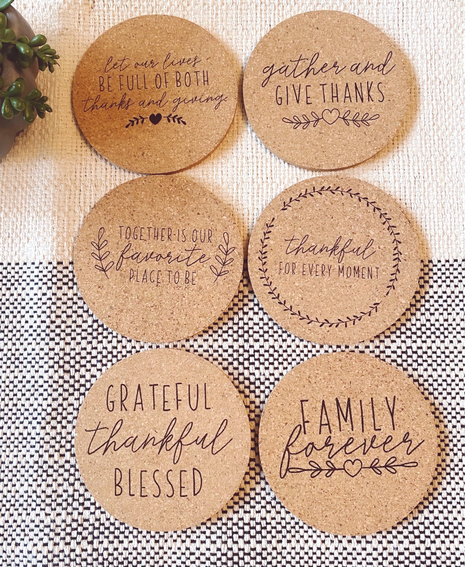 Thanksgiving Cork Coasters: Engraved Fall Table Decor thumbnail 6