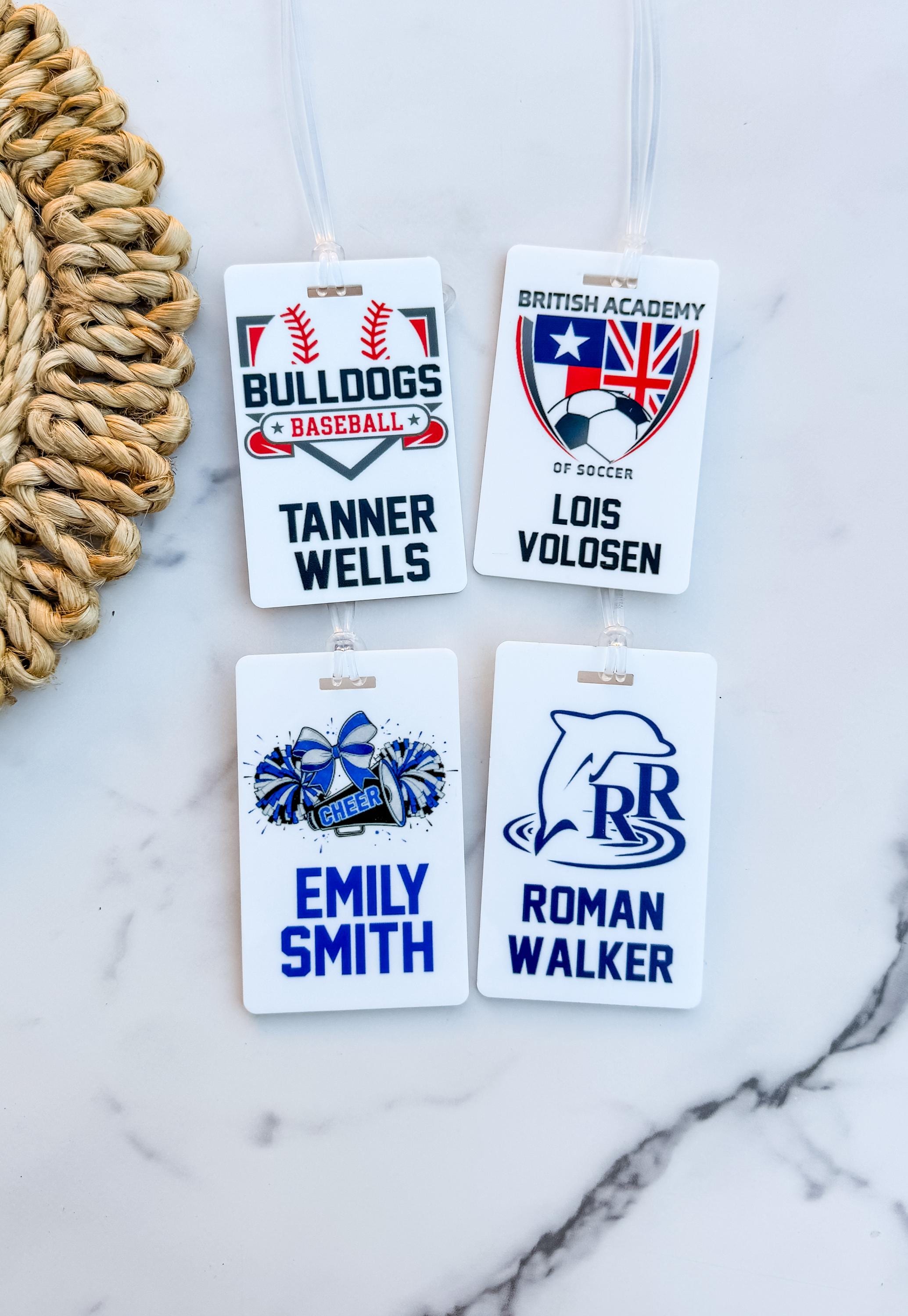 Personalized Acrylic Sports Bag Tag with Custom Team Logo and Name