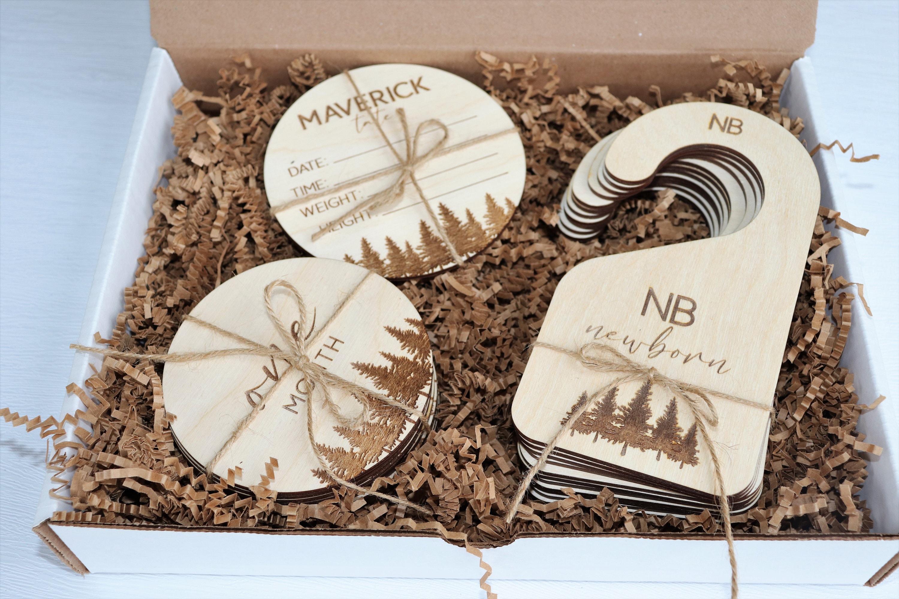 Wooden Baby Gift Set – Birth Announcement, Photo Prop, Baby Name Sign thumbnail 2