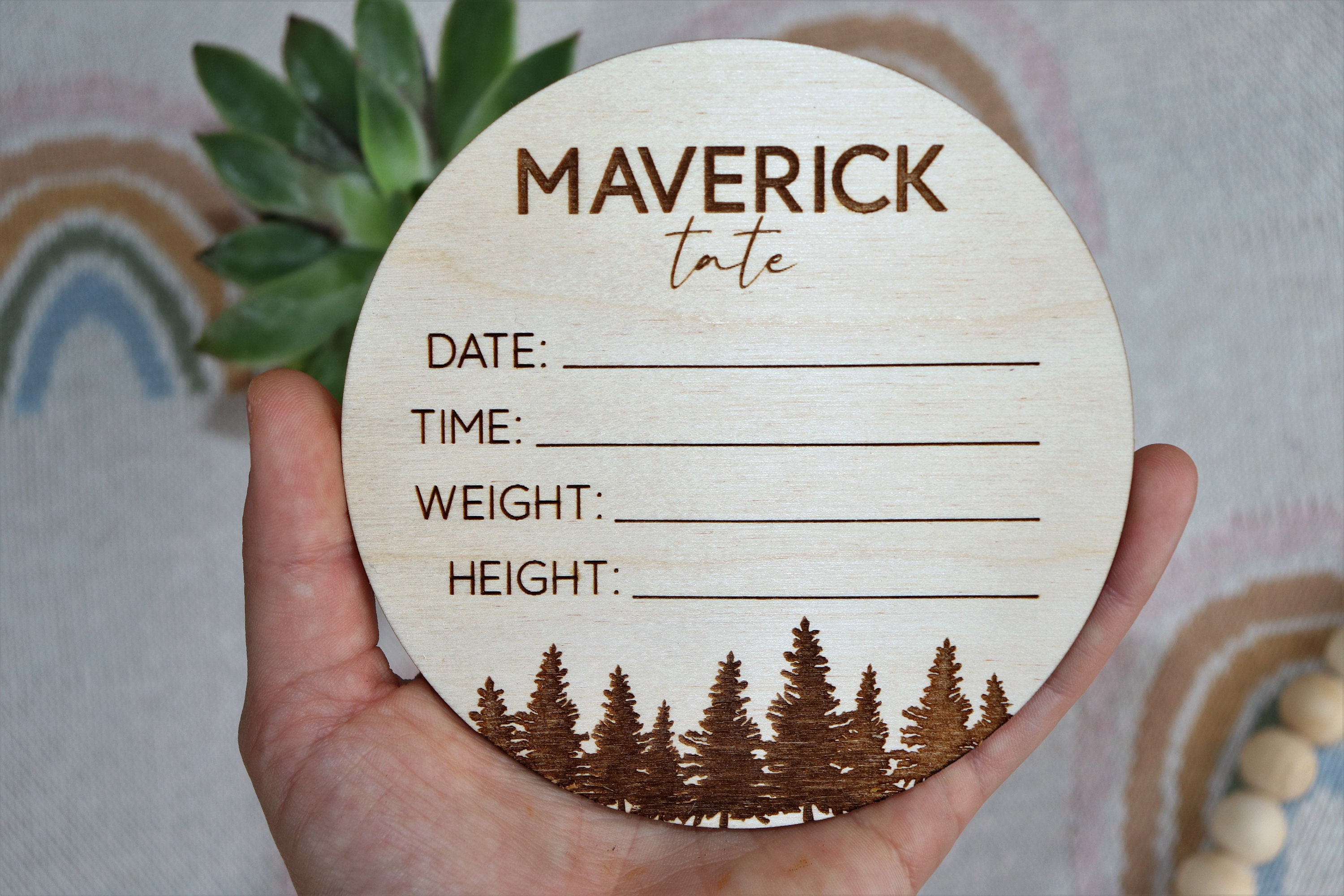 Wooden Baby Gift Set – Birth Announcement, Photo Prop, Baby Name Sign thumbnail 4
