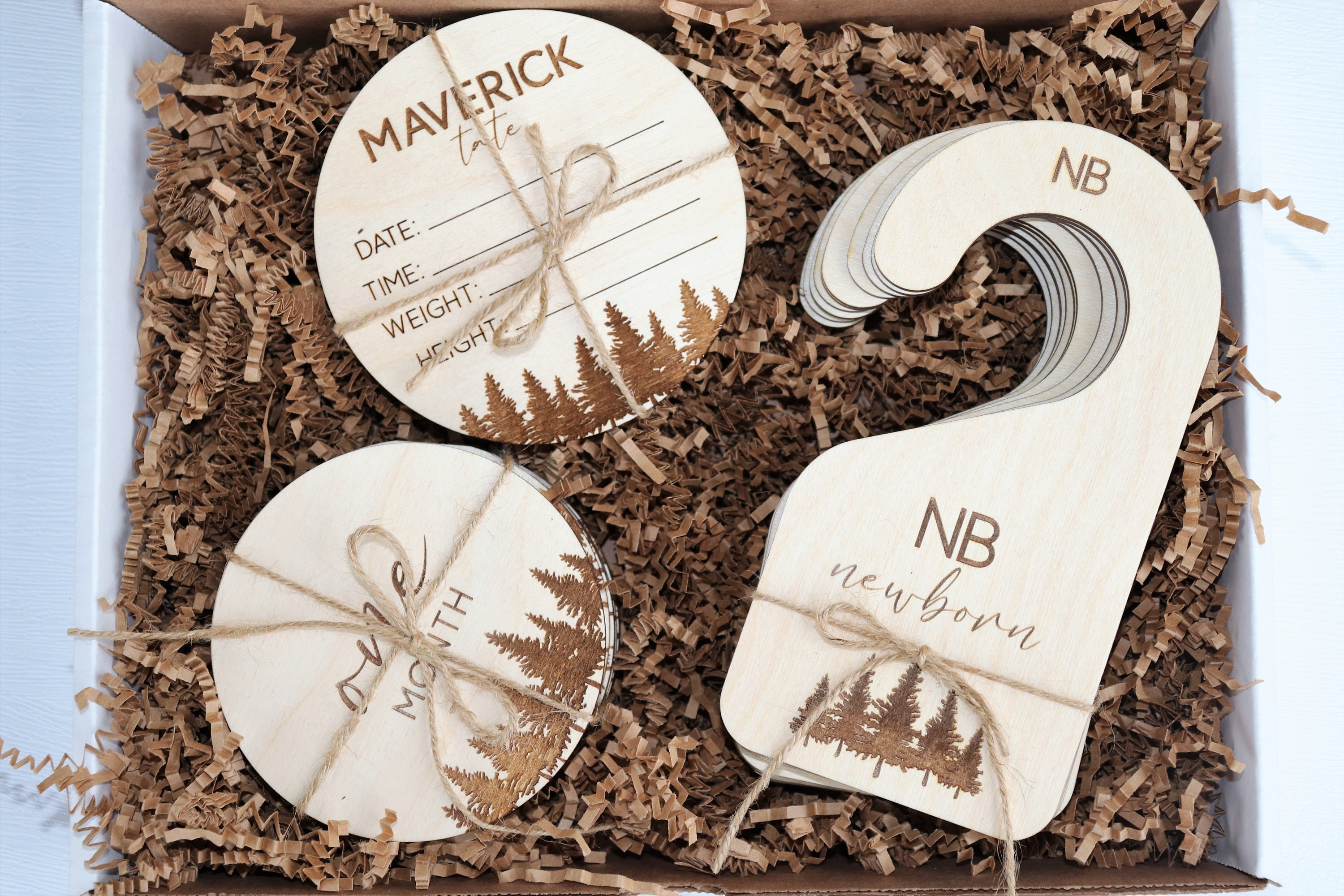Wooden Baby Gift Set – Birth Announcement, Photo Prop, Baby Name Sign