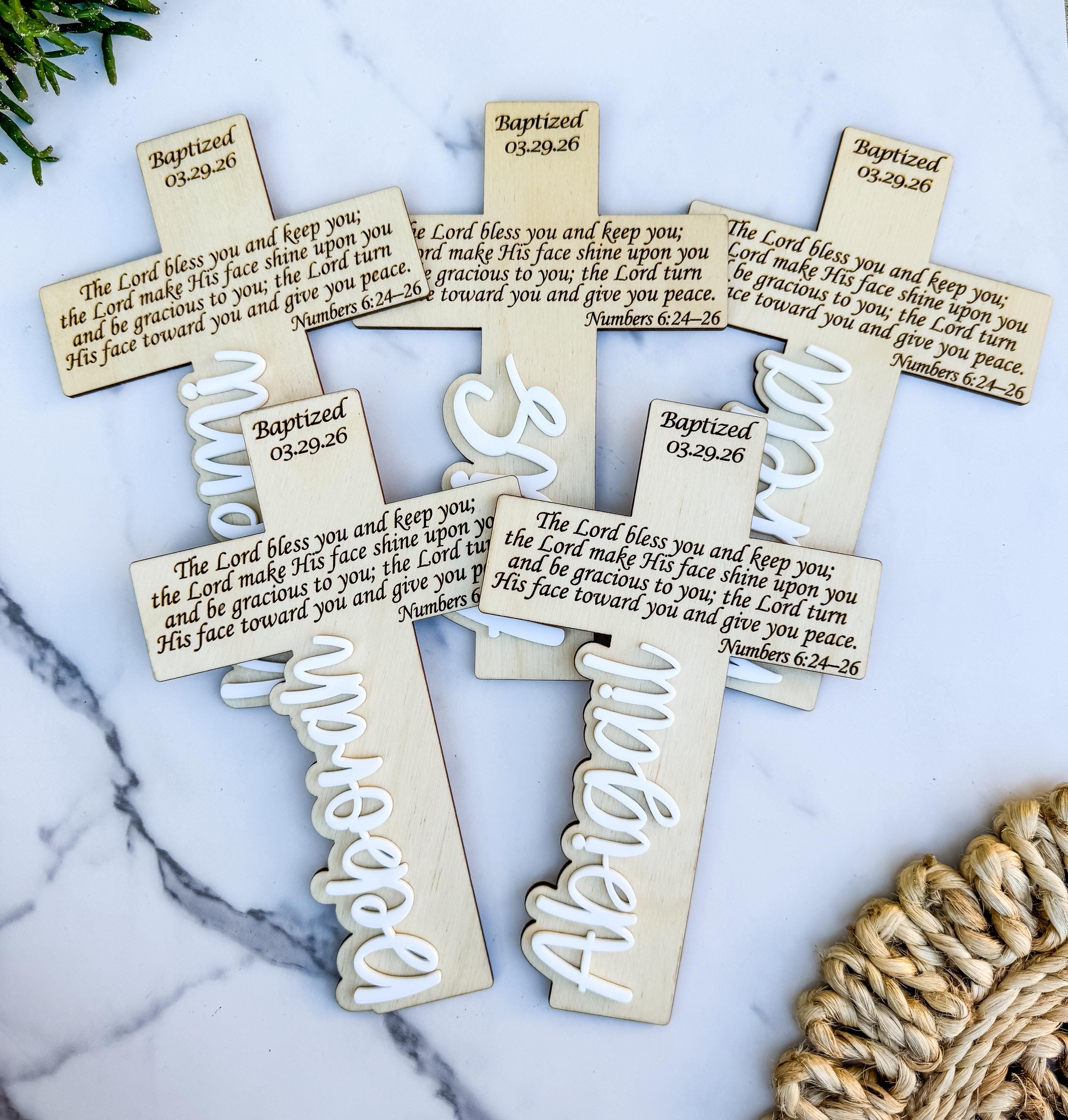 Wooden Baptism Cross Name Engraved Scripture Keepsake Gift Personalized thumbnail 8
