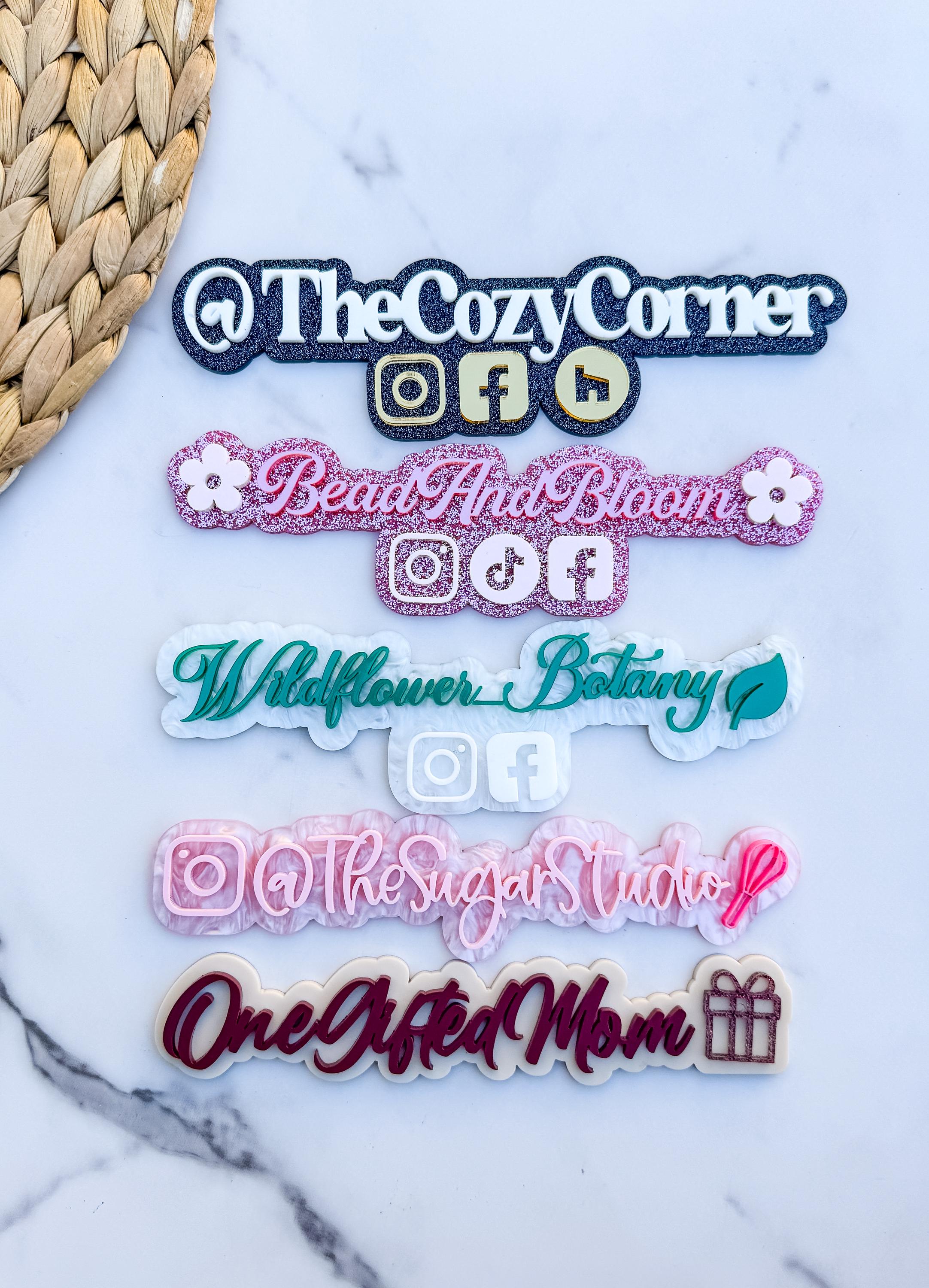 Custom Social Media Handle Tags – Business Watermark Signs for Small Shops