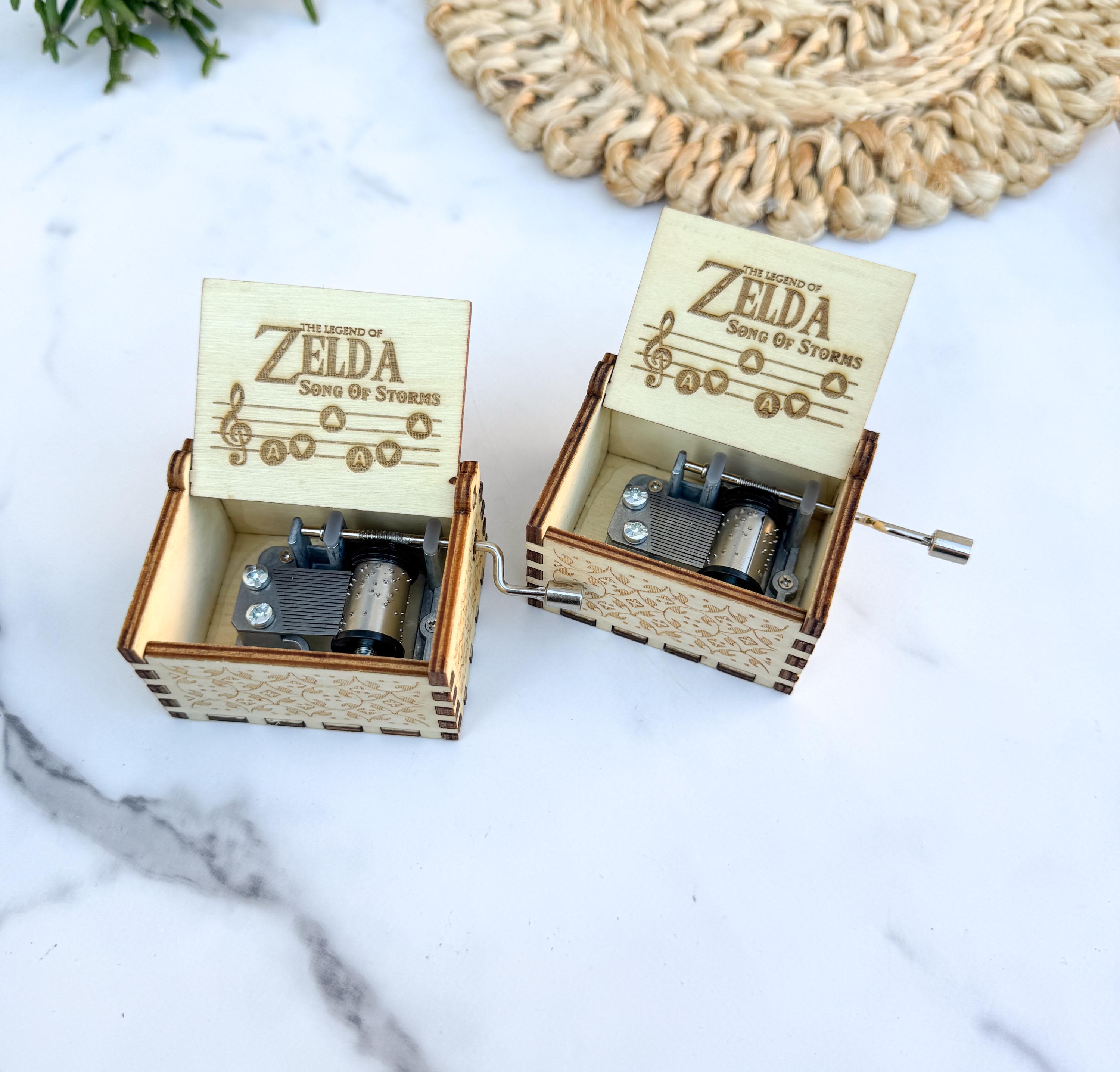 Song of Storms Zelda Engraved Gamer Collectible Gift Mini Wooden Hand Crank Music Box thumbnail 5