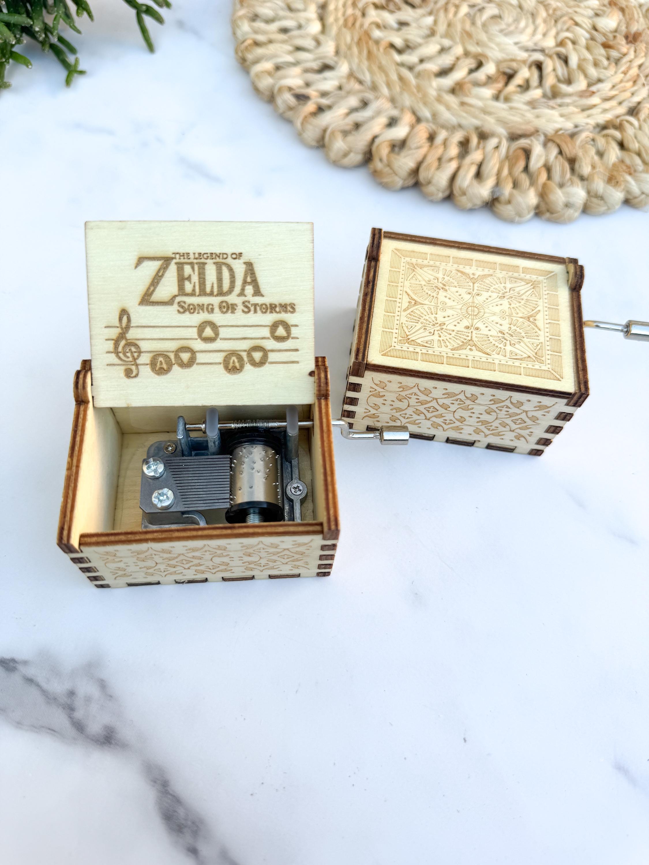 Song of Storms Zelda Engraved Gamer Collectible Gift Mini Wooden Hand Crank Music Box thumbnail 6
