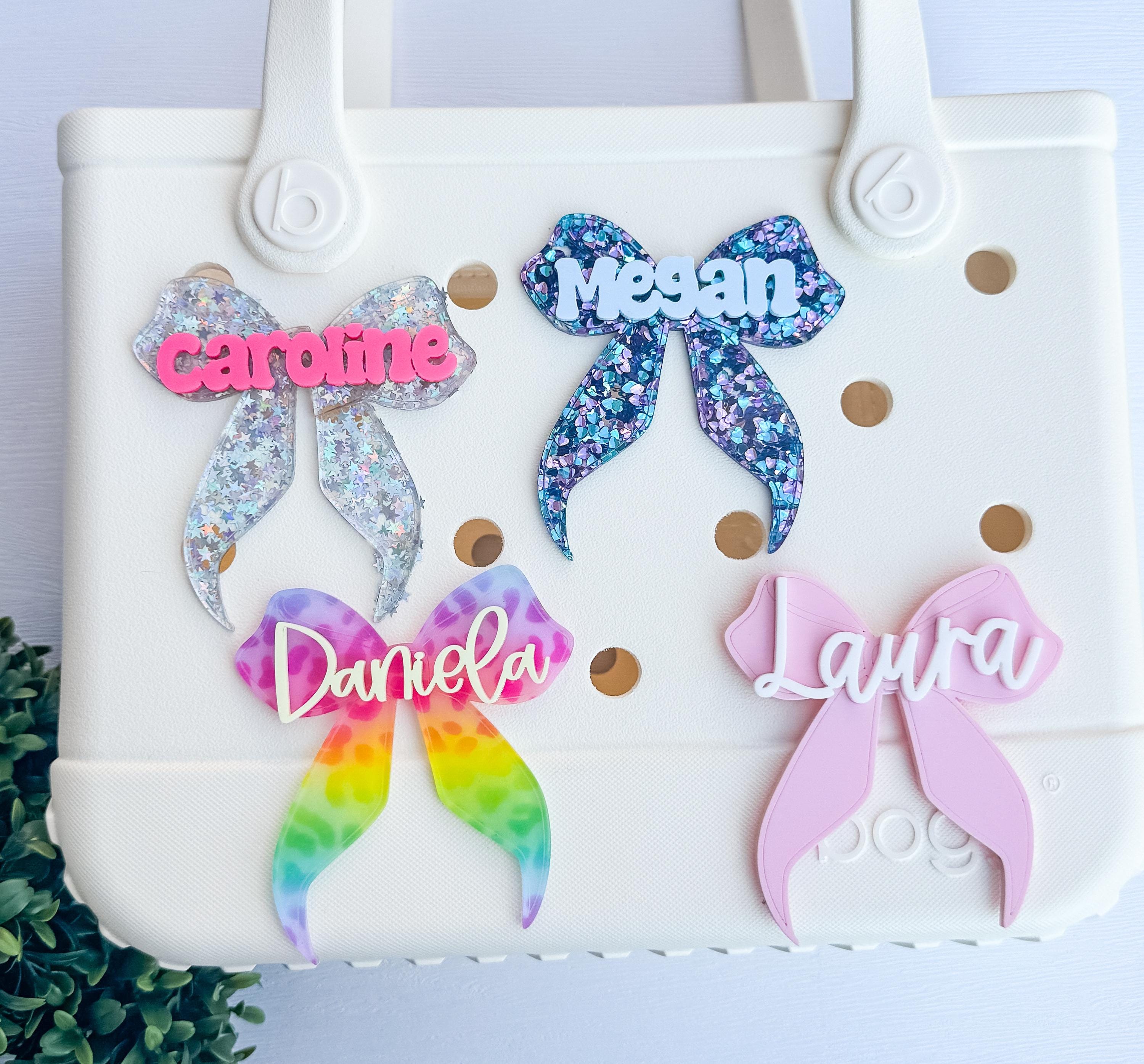 Personalized Acrylic Bow Bag Tag: Custom Name Charm for Bogg Bag thumbnail 3