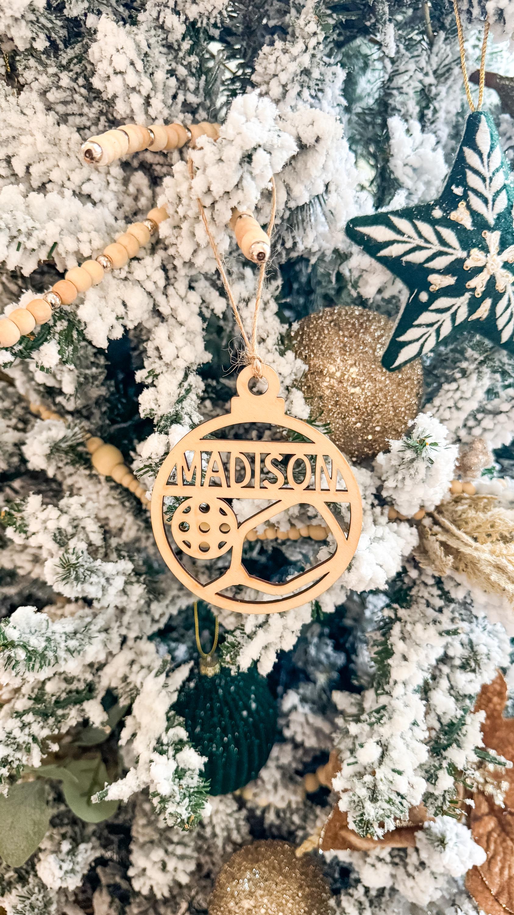 Personalized Wooden Pickleball Ornament: Sports ornament thumbnail 3