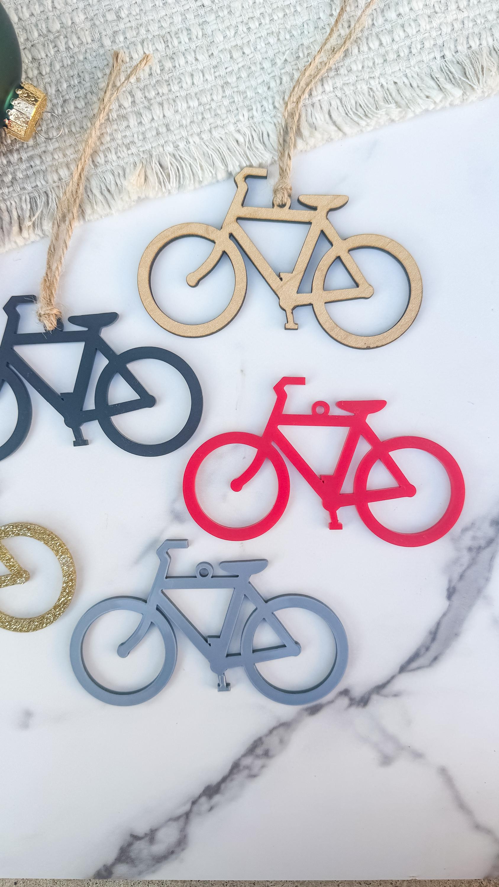 Acrylic & Wood Bike Christmas Ornament | Cyclist Holiday Gift thumbnail 4