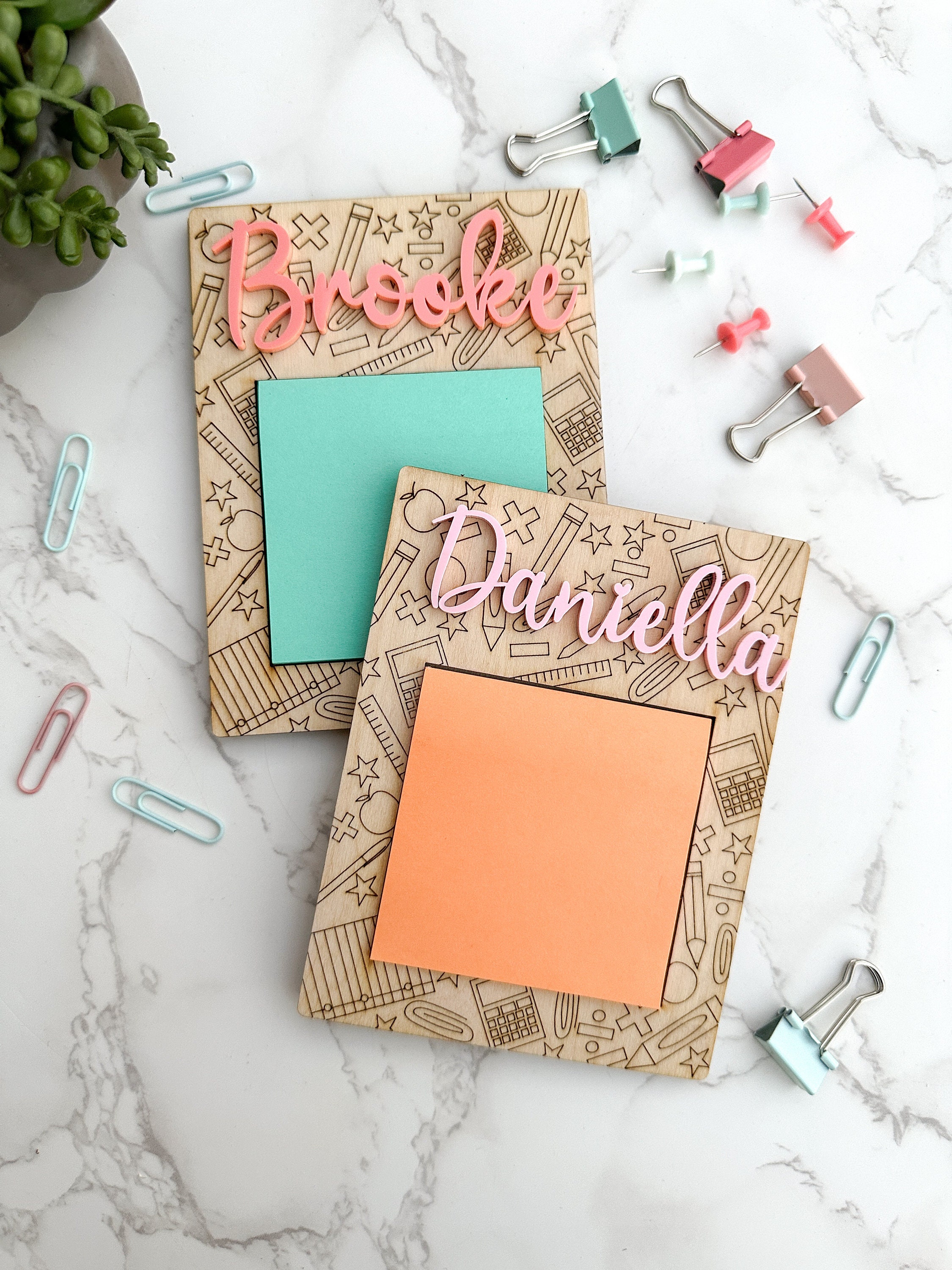 Personalized Teacher Sticky Note Holder | Laser Cut Acrylic Name thumbnail 3