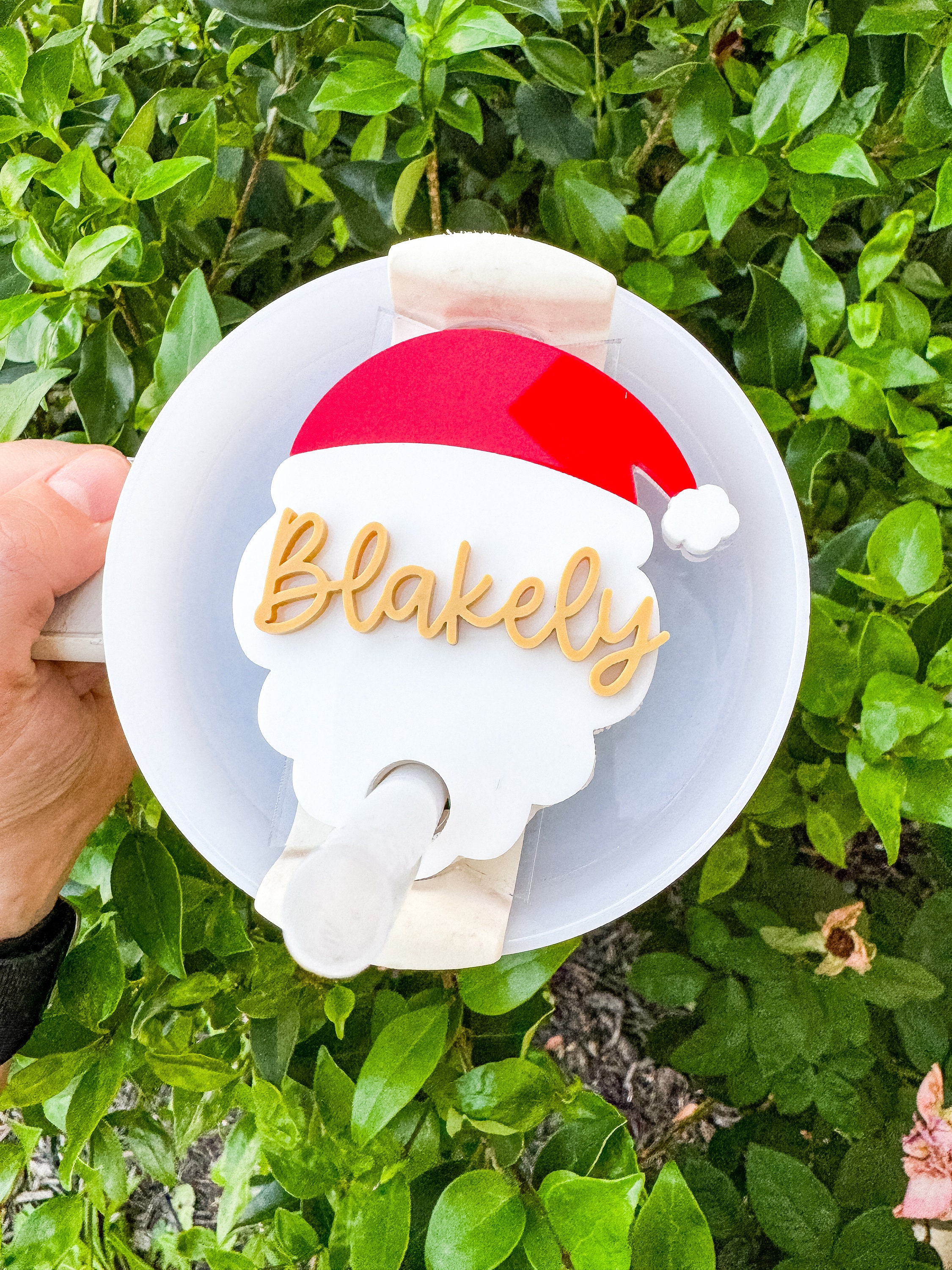 Personalized Santa Stanley Tumbler Tag: Christmas Name Plate