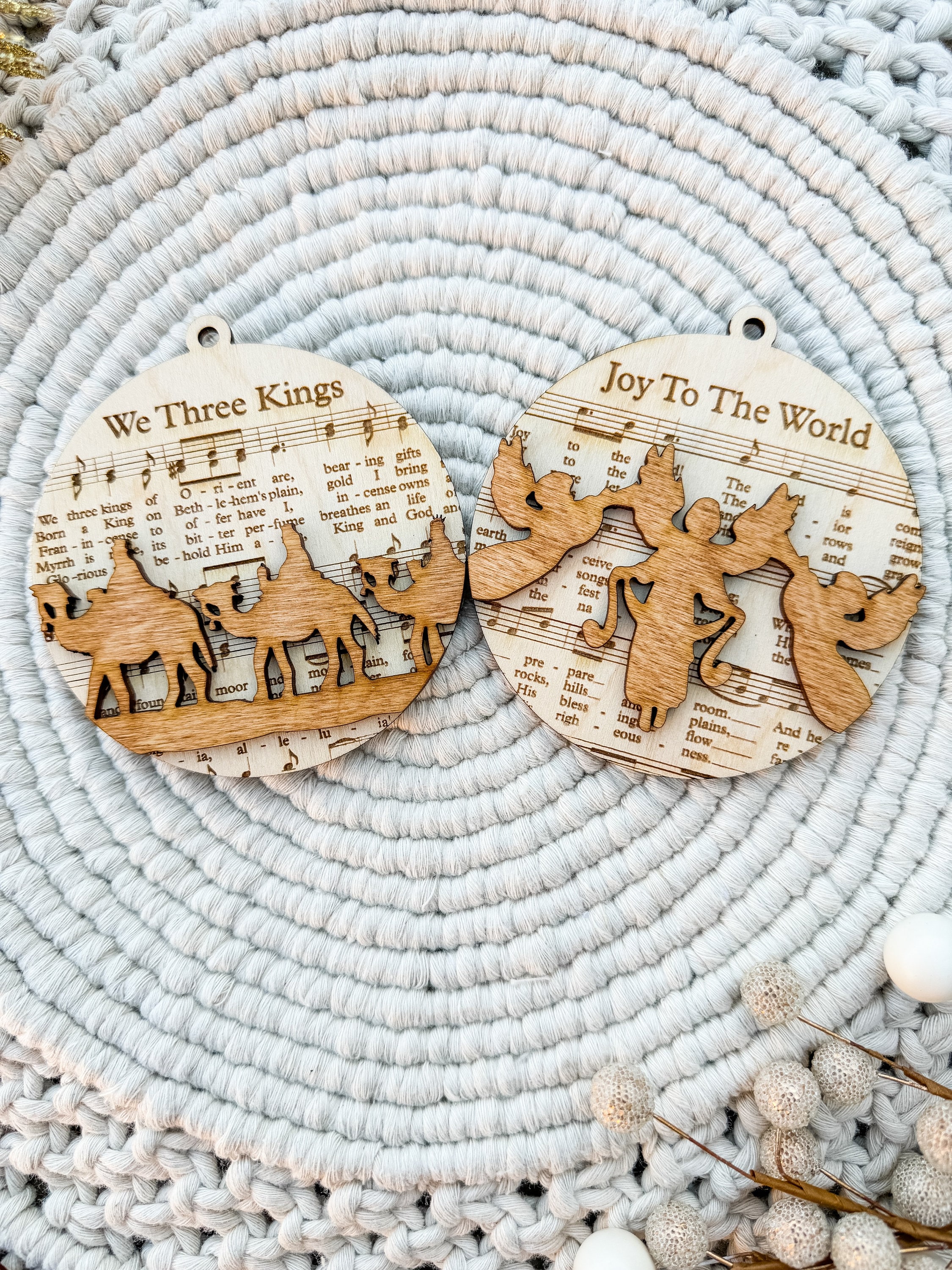 Laser Cut Nativity Scene Ornament: Hymn Sheet Music Christmas Decor thumbnail 5