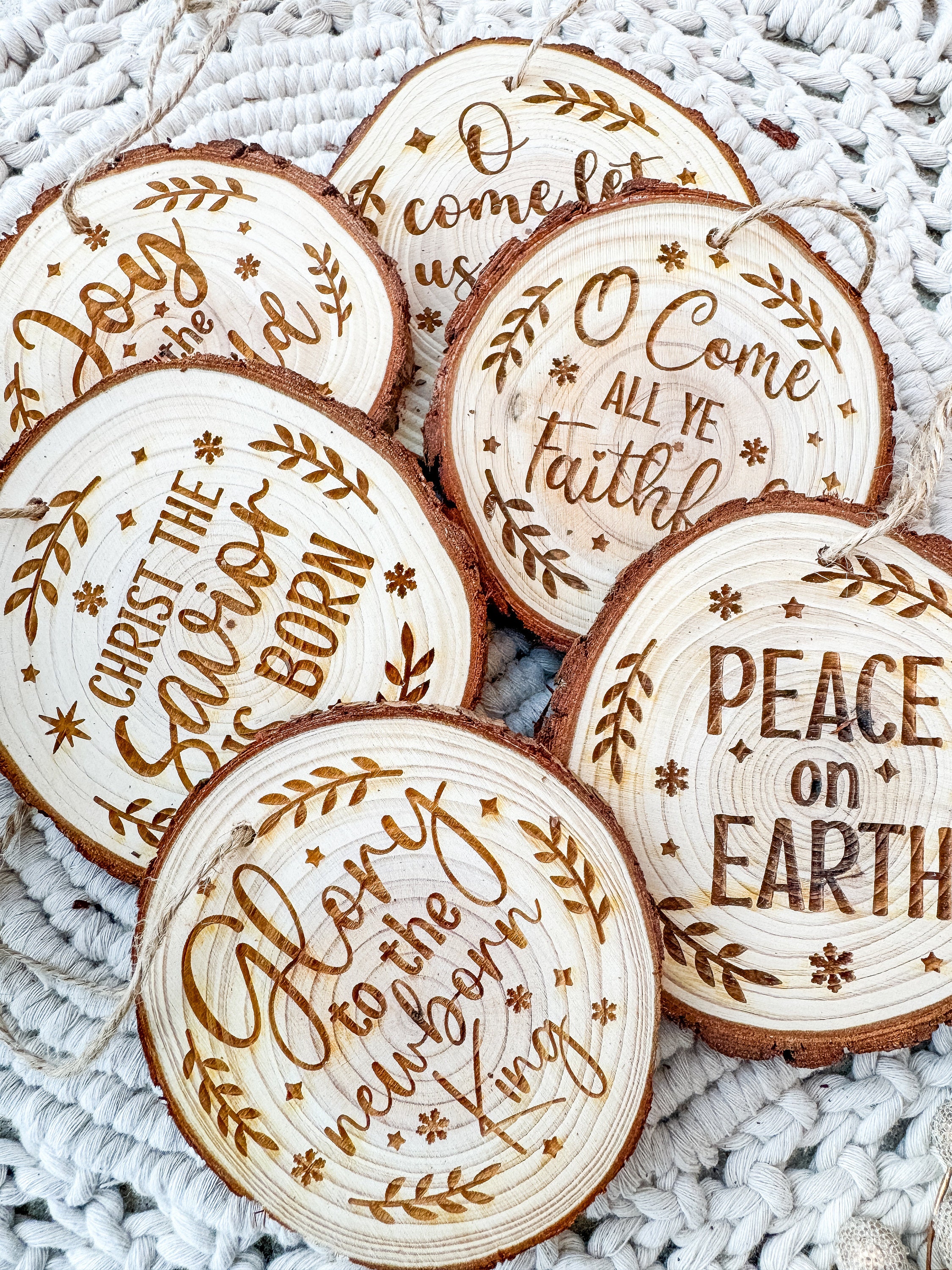 Nativity Engraved Wood Slice Ornament – Christian Christmas Gift thumbnail 2