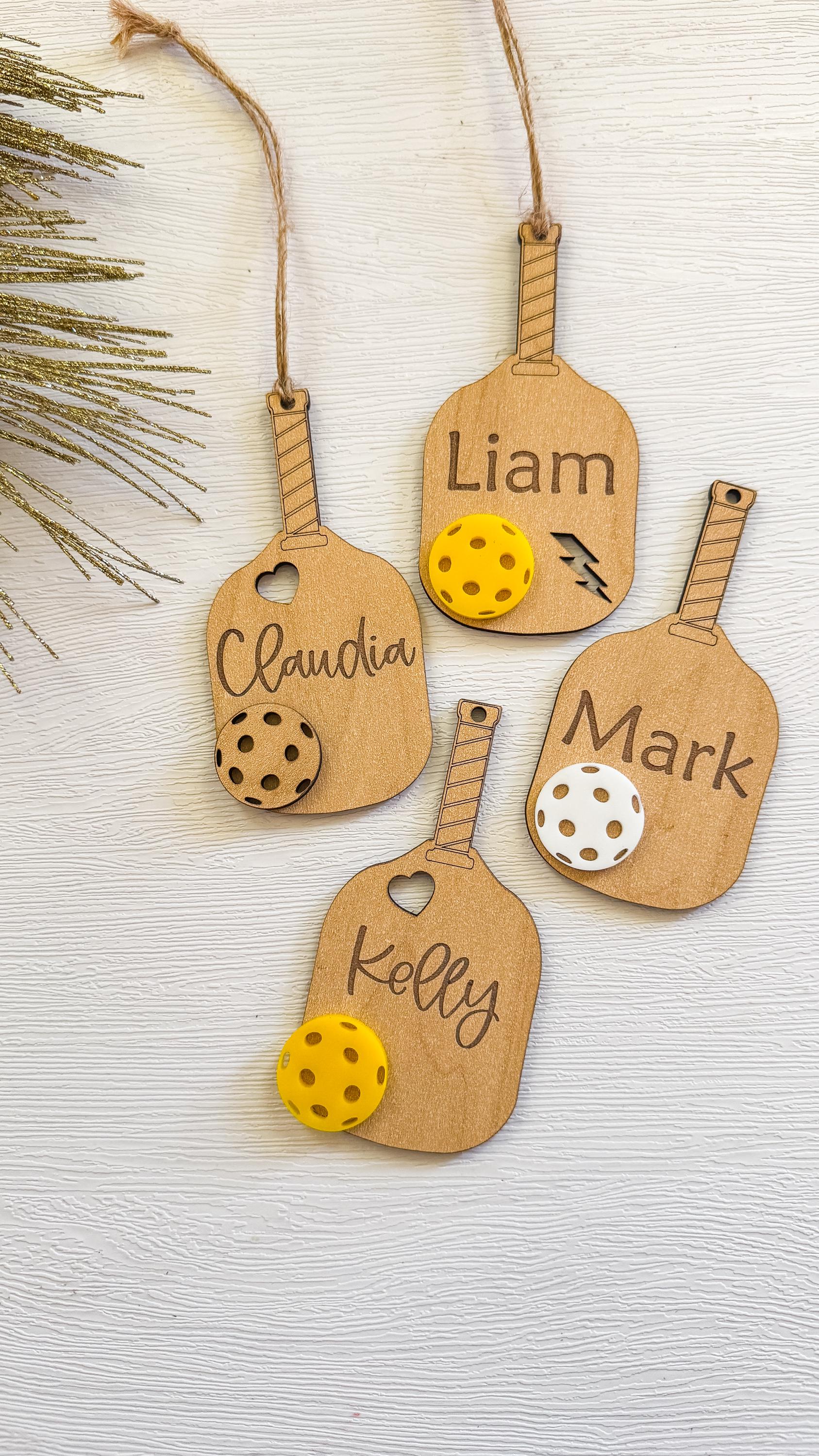 Personalized Pickleball Ornament: Wood Sports Gift