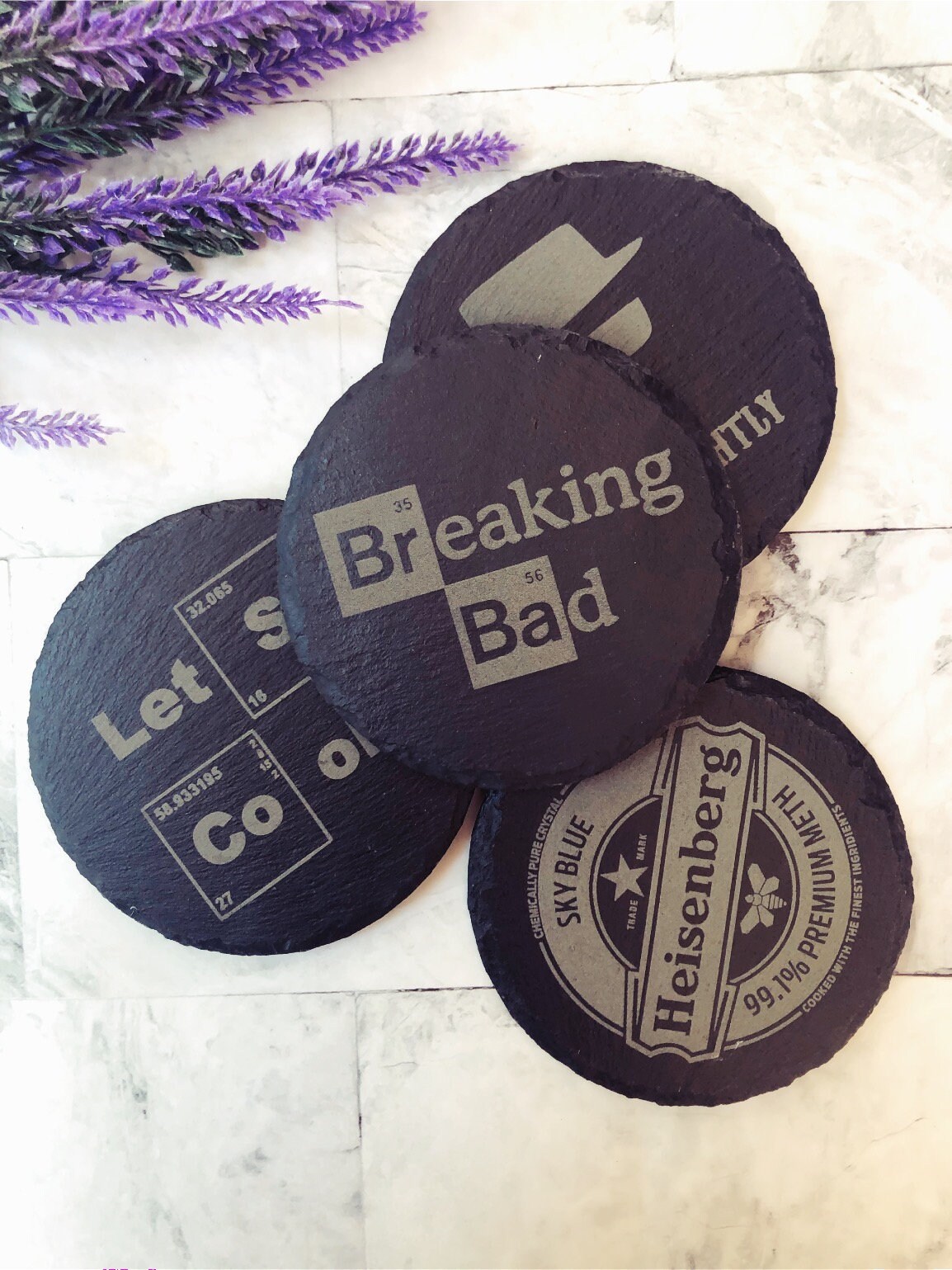 Breaking Bad Slate Coaster Set - Laser Engraved Fan Gift