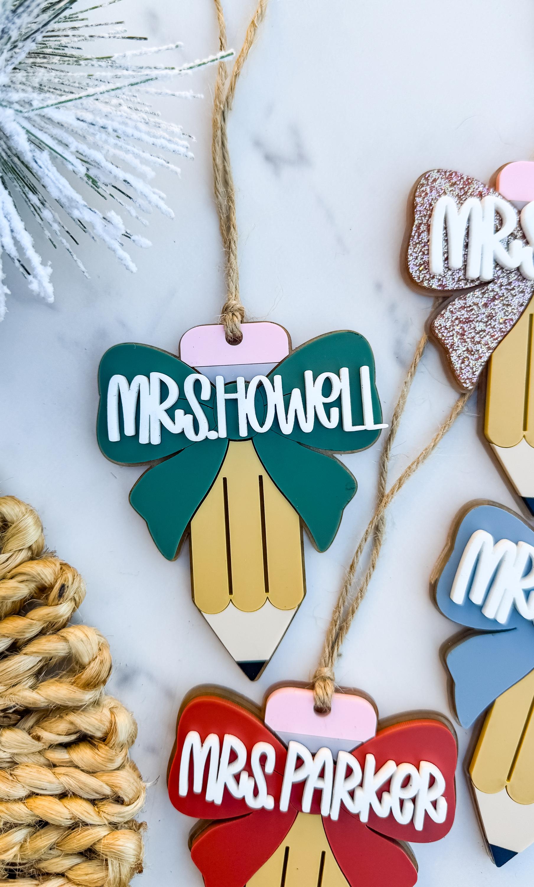 Personalized Acrylic Pencil Teacher Ornament, Christmas Gift thumbnail 7