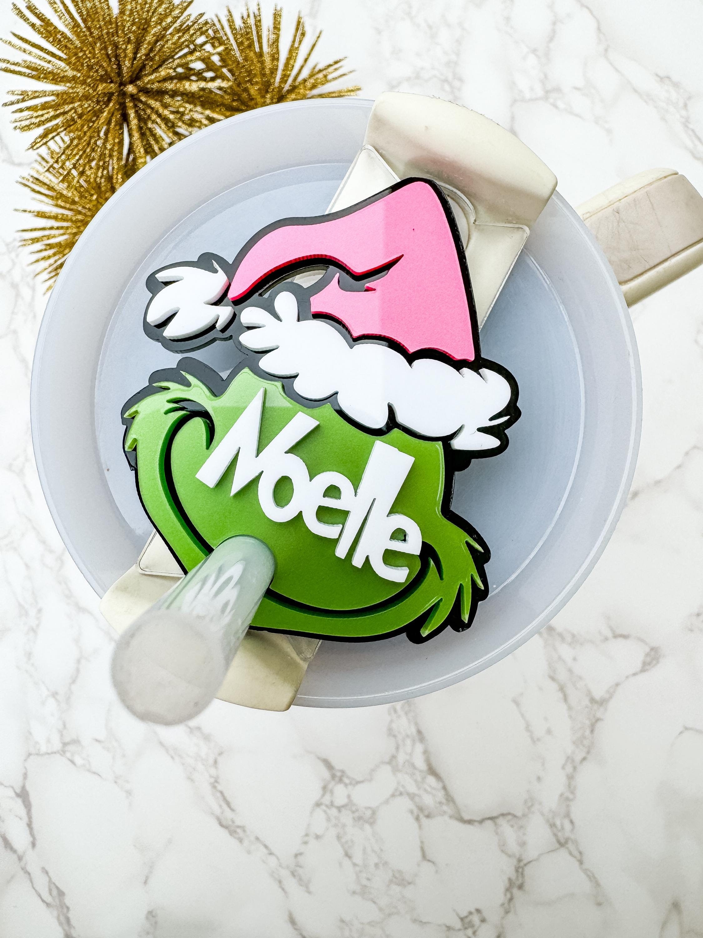 Christmas Stanley Topper: Personalized Acrylic Name Plate for 30/40oz H2.0 Tumbler thumbnail 2