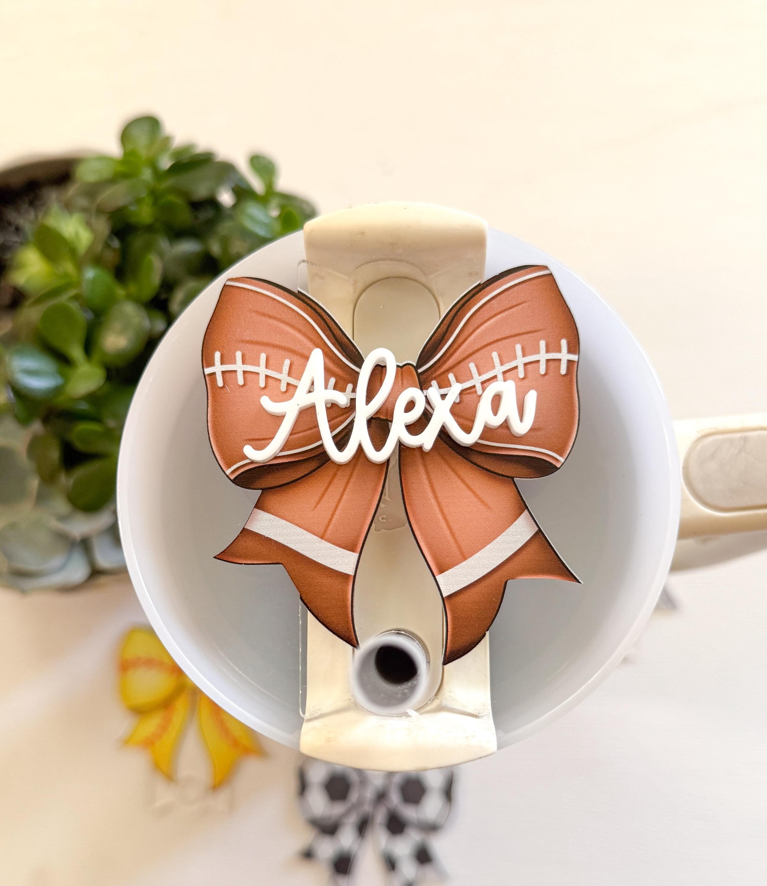 Personalized Sports Bow Stanley Tumbler Tag: Acrylic Name Plate thumbnail 5