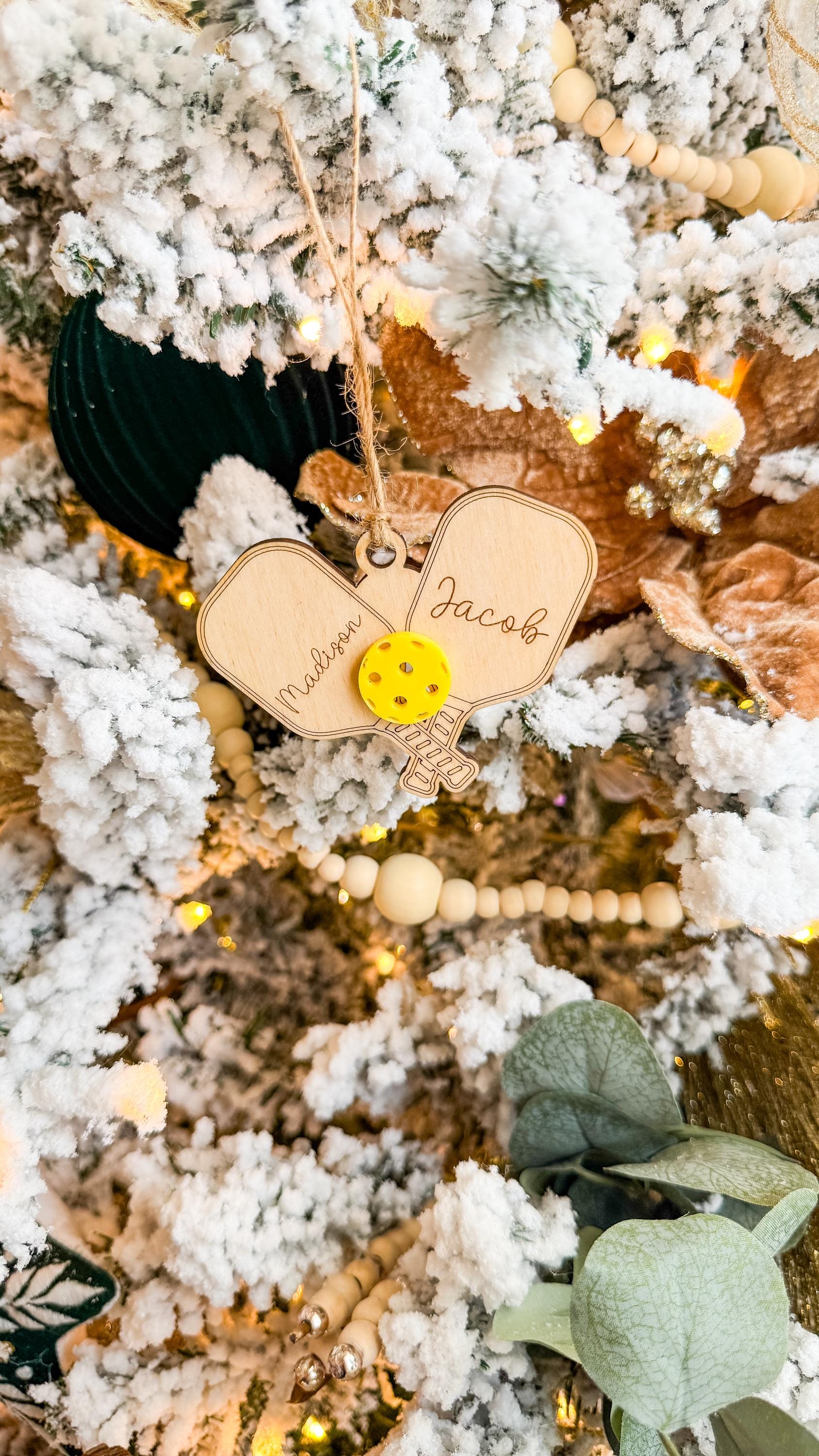Personalized Wood Pickleball Ornament: Sports Gift for Pickleball Lovers thumbnail 4