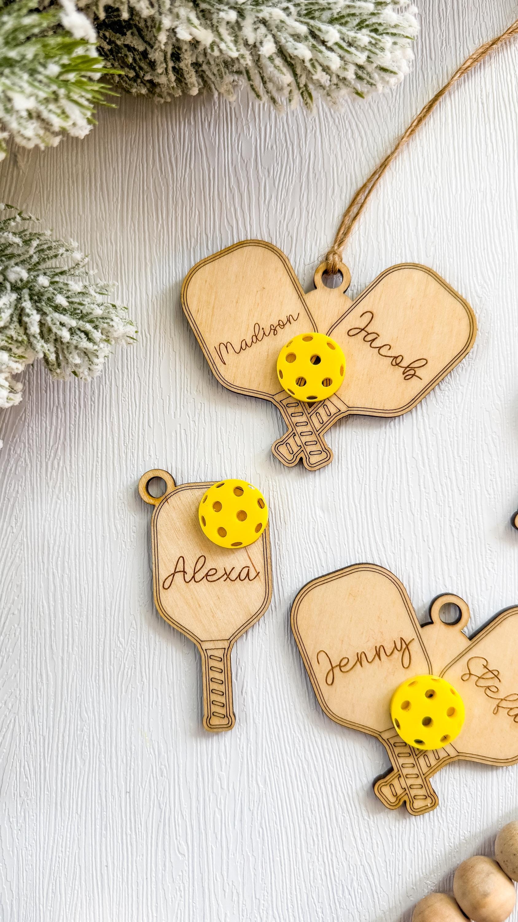 Personalized Wood Pickleball Ornament: Sports Gift for Pickleball Lovers thumbnail 3