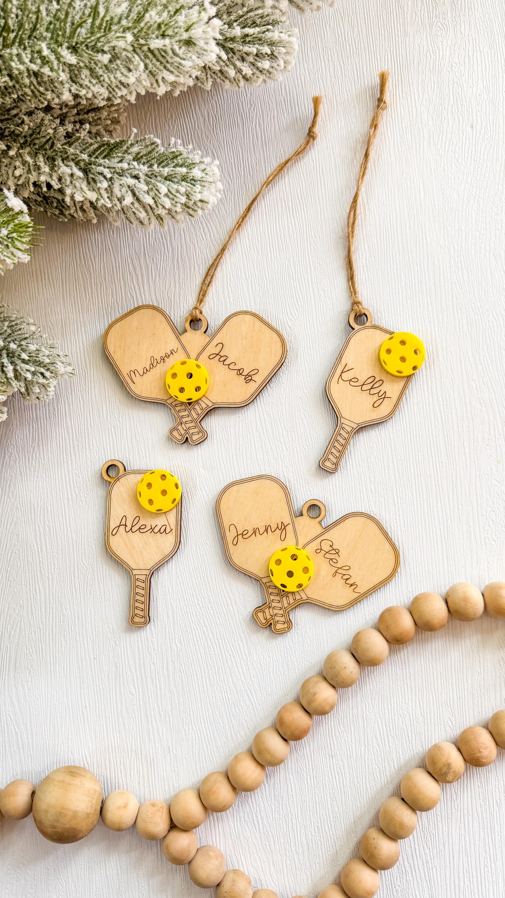 Personalized Wood Pickleball Ornament: Sports Gift for Pickleball Lovers