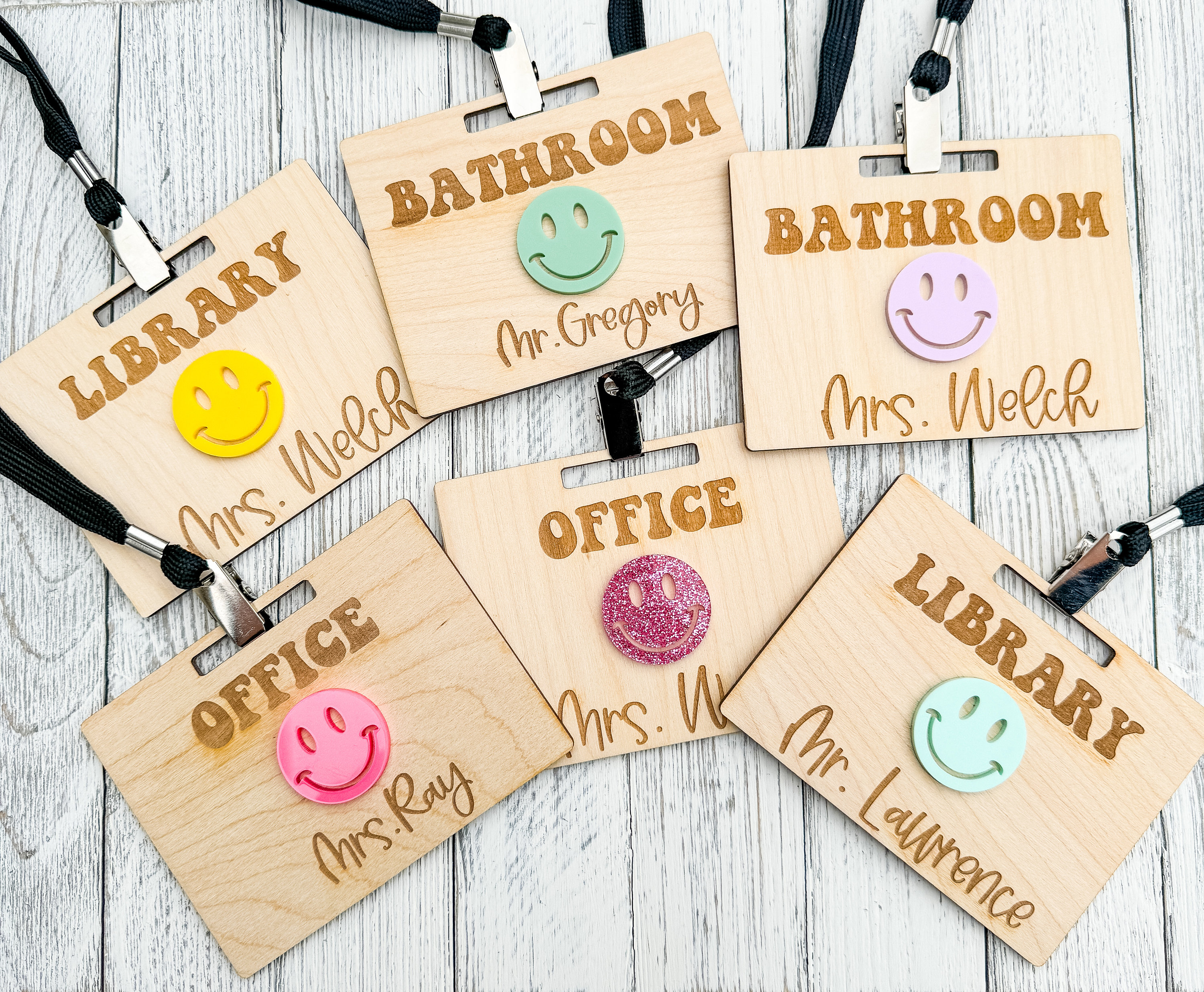Personalized Wooden Hall Pass: Teacher Classroom Accessories