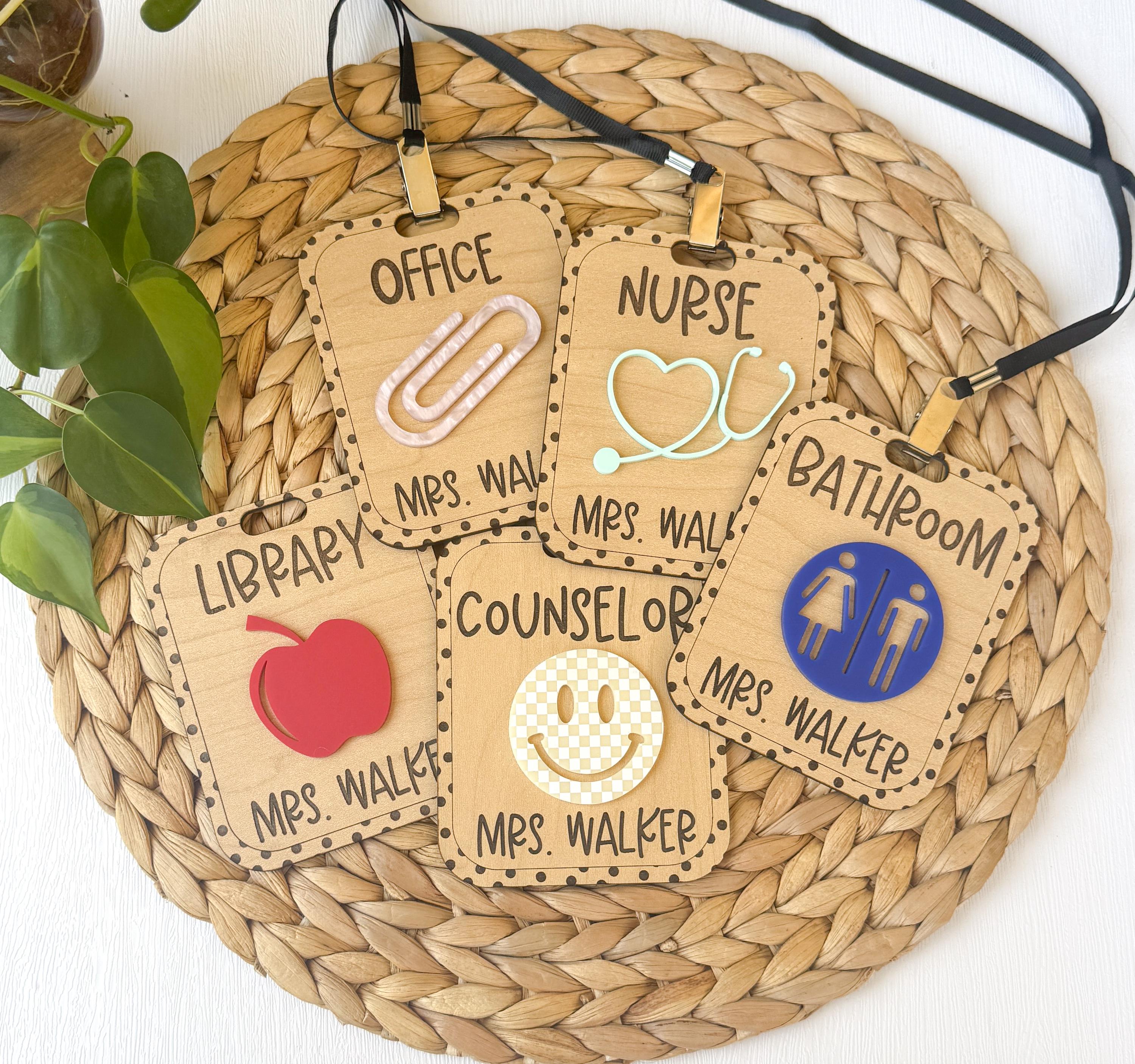 Wooden & Acrylic Teacher Hall Pass: Customizable School Accessory thumbnail 2