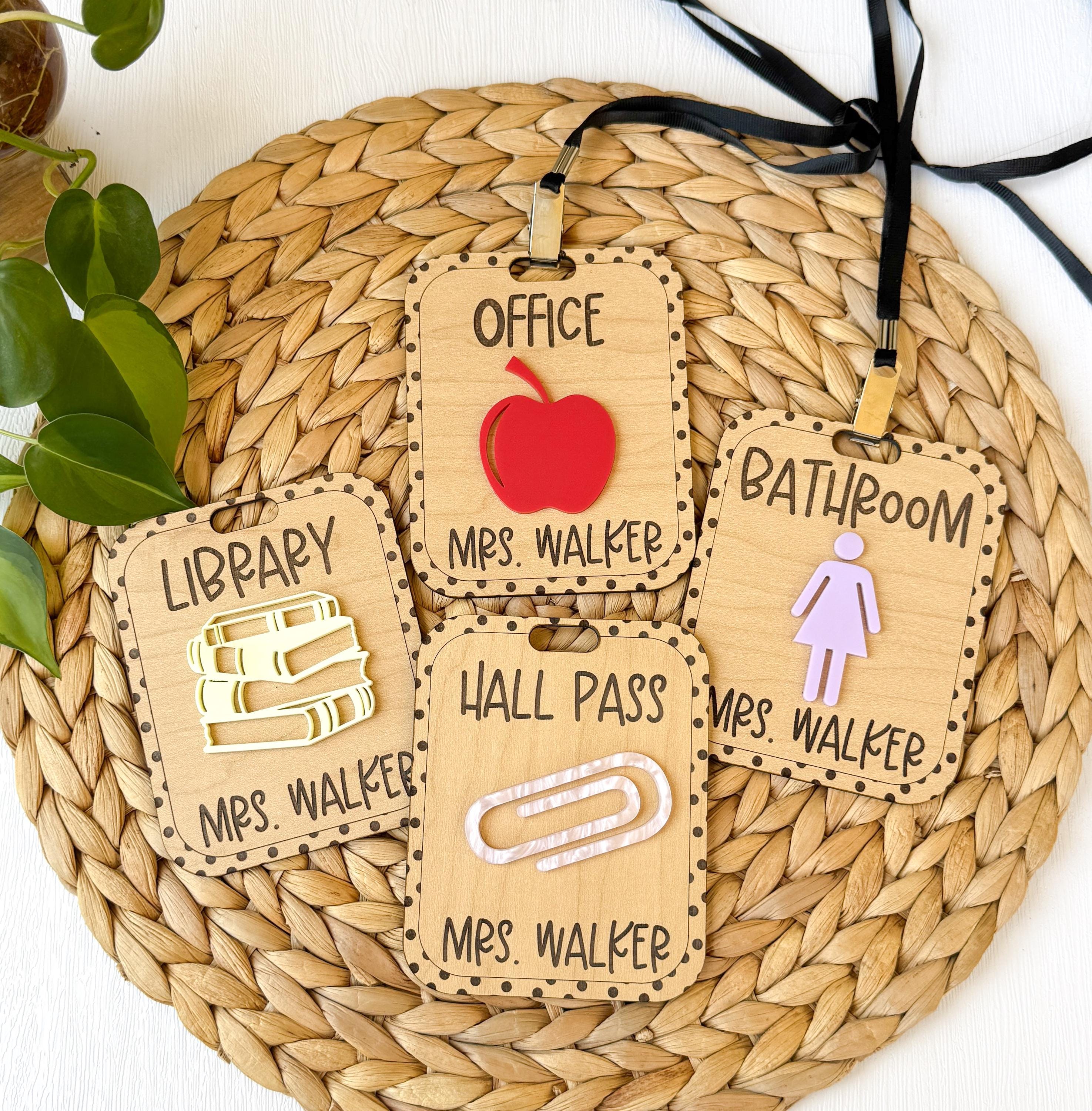 Wooden & Acrylic Teacher Hall Pass: Customizable School Accessory thumbnail 4