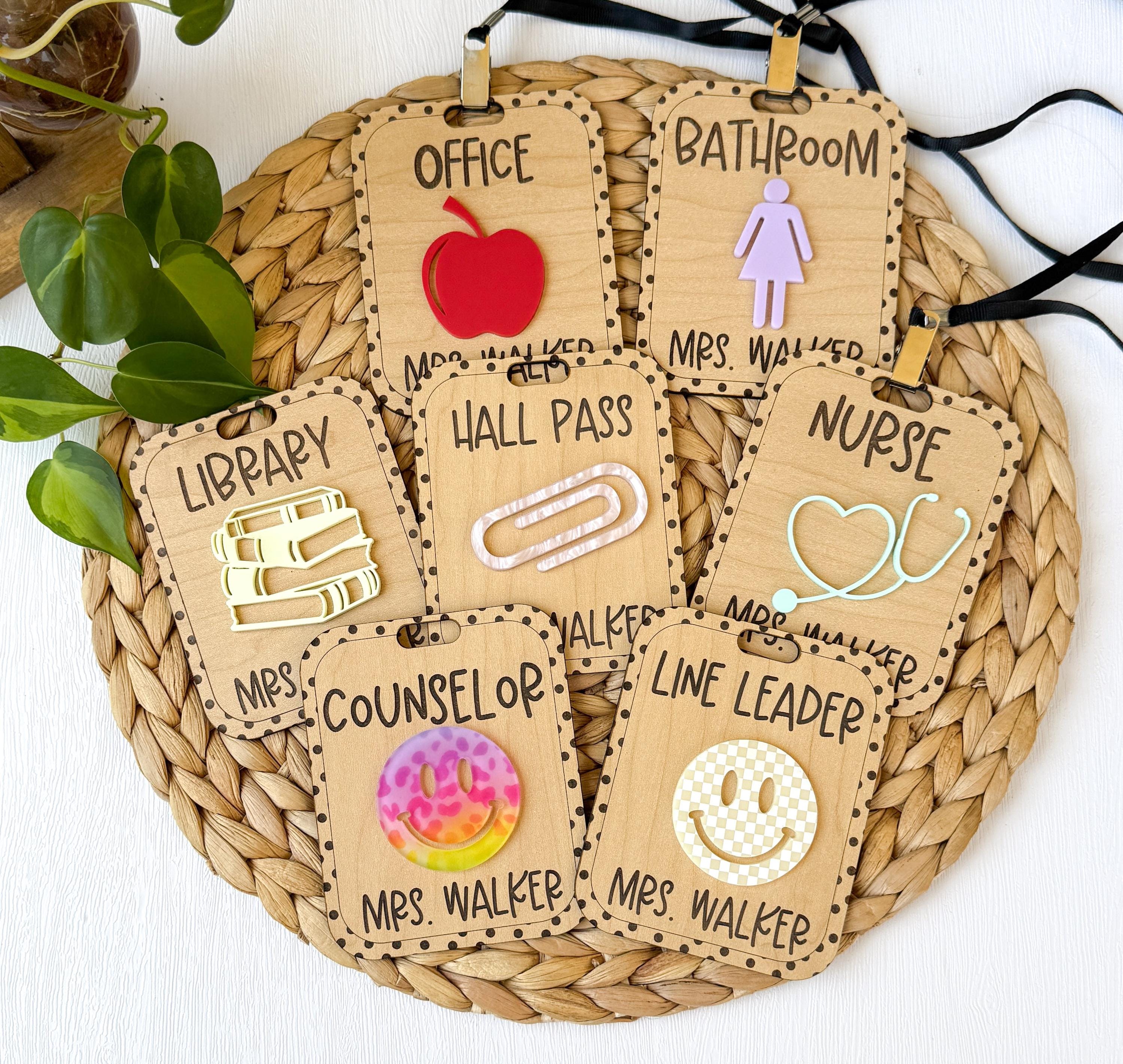 Wooden & Acrylic Teacher Hall Pass: Customizable School Accessory