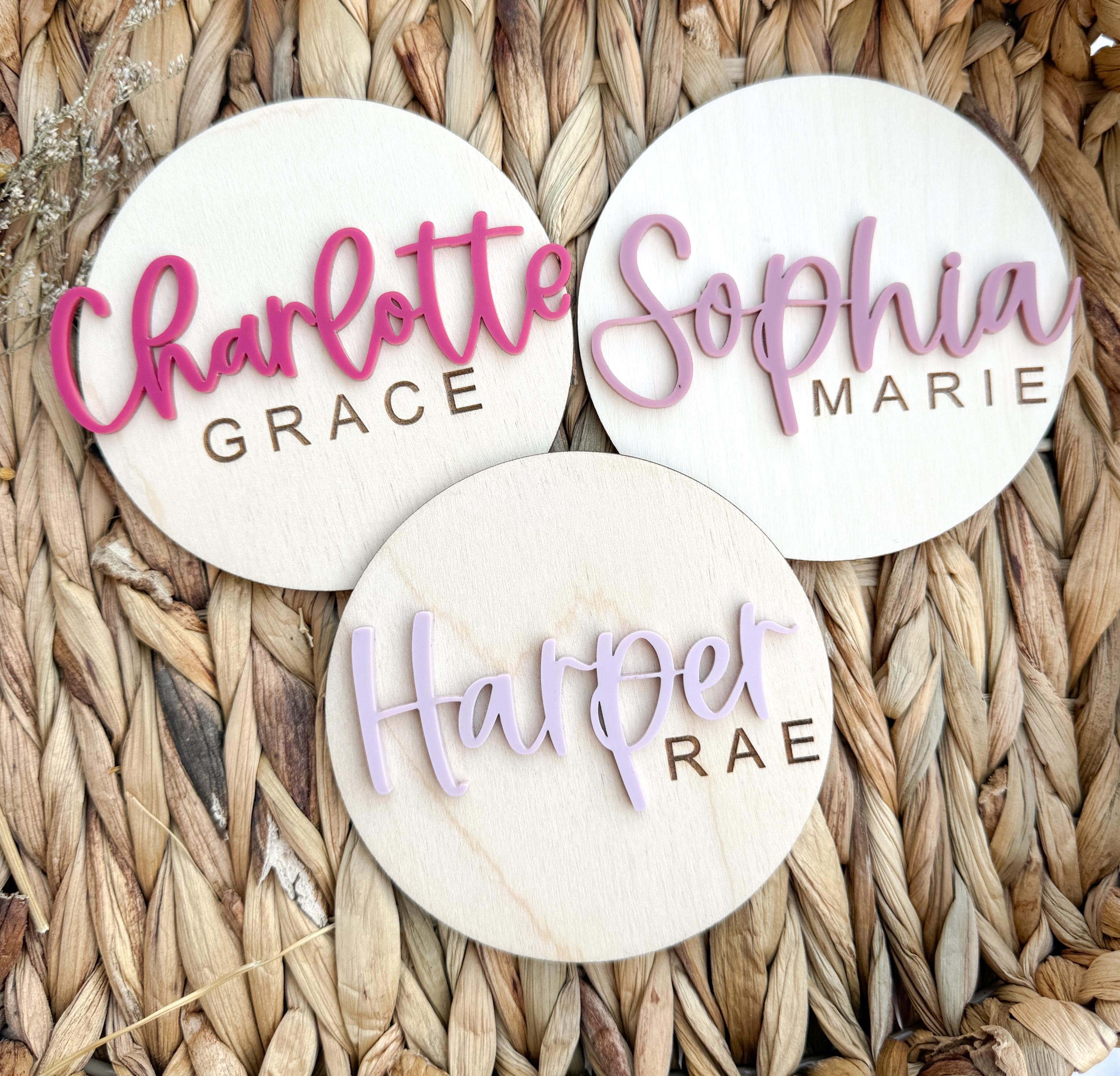 Personalized Wooden Baby Name Sign, Layered Acrylic First Name Plaque, Nursery Wall Decor thumbnail 8
