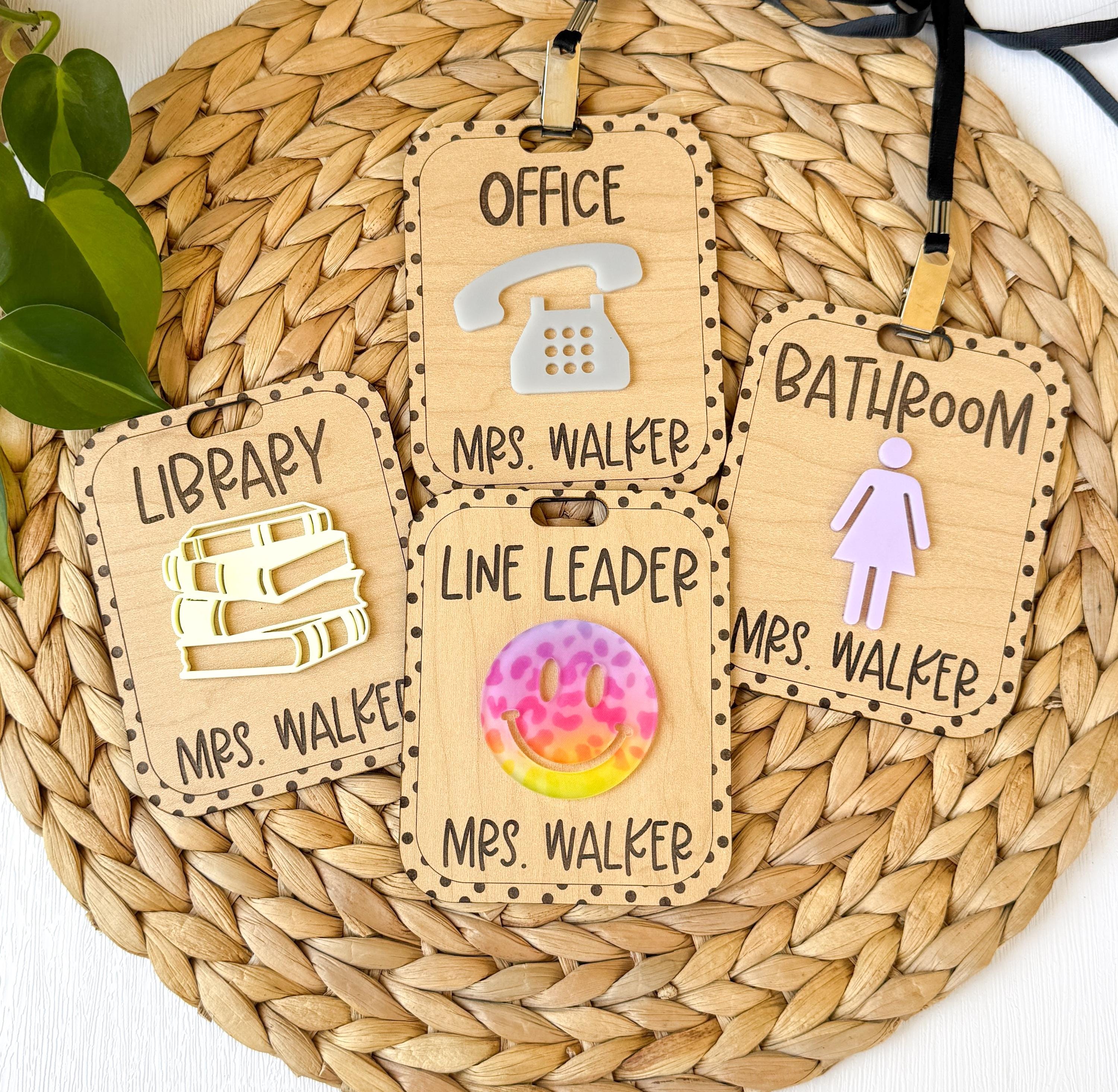 Wooden & Acrylic Teacher Hall Pass: Customizable School Accessory thumbnail 3